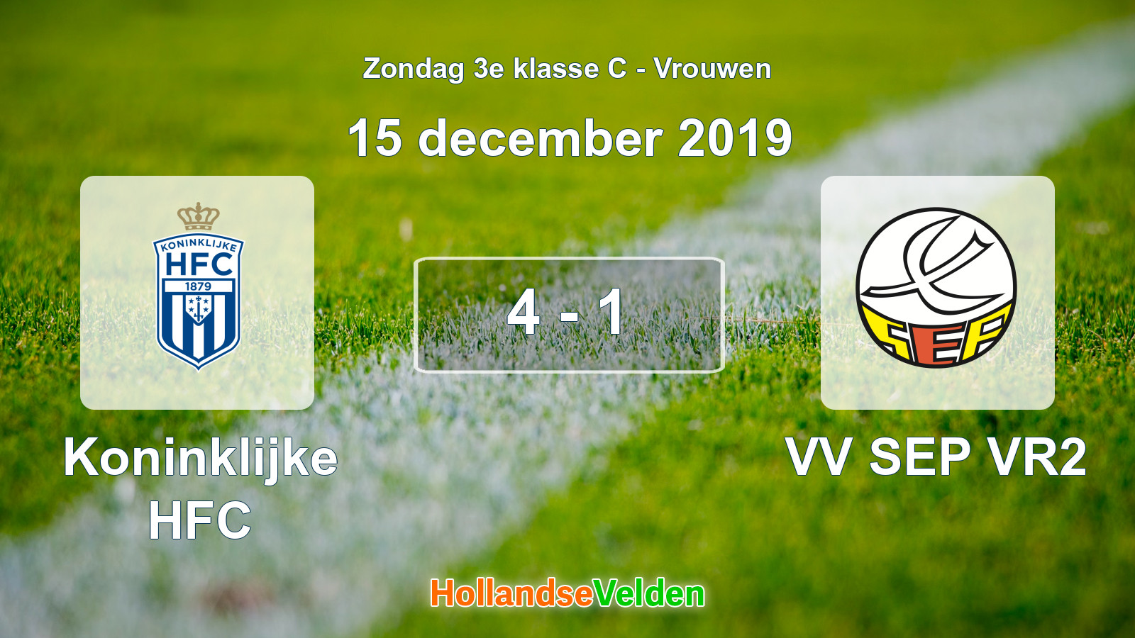 Gespeelde wedstrijd: Koninklijke HFC - VV SEP VR2 4 - 1 (15 december 2019)