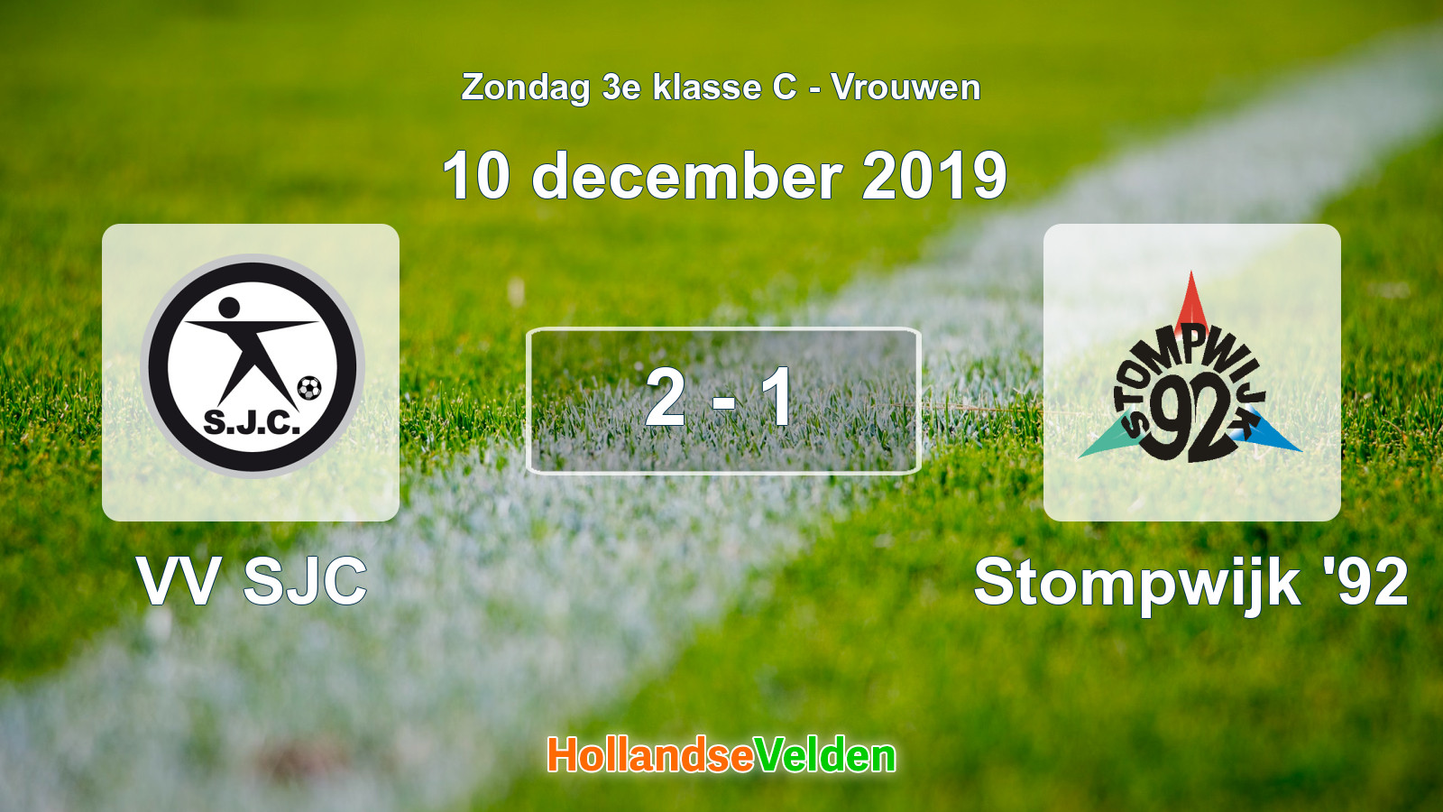 Gespeelde wedstrijd: VV SJC - Stompwijk '92 2 - 1 (10 december 2019)