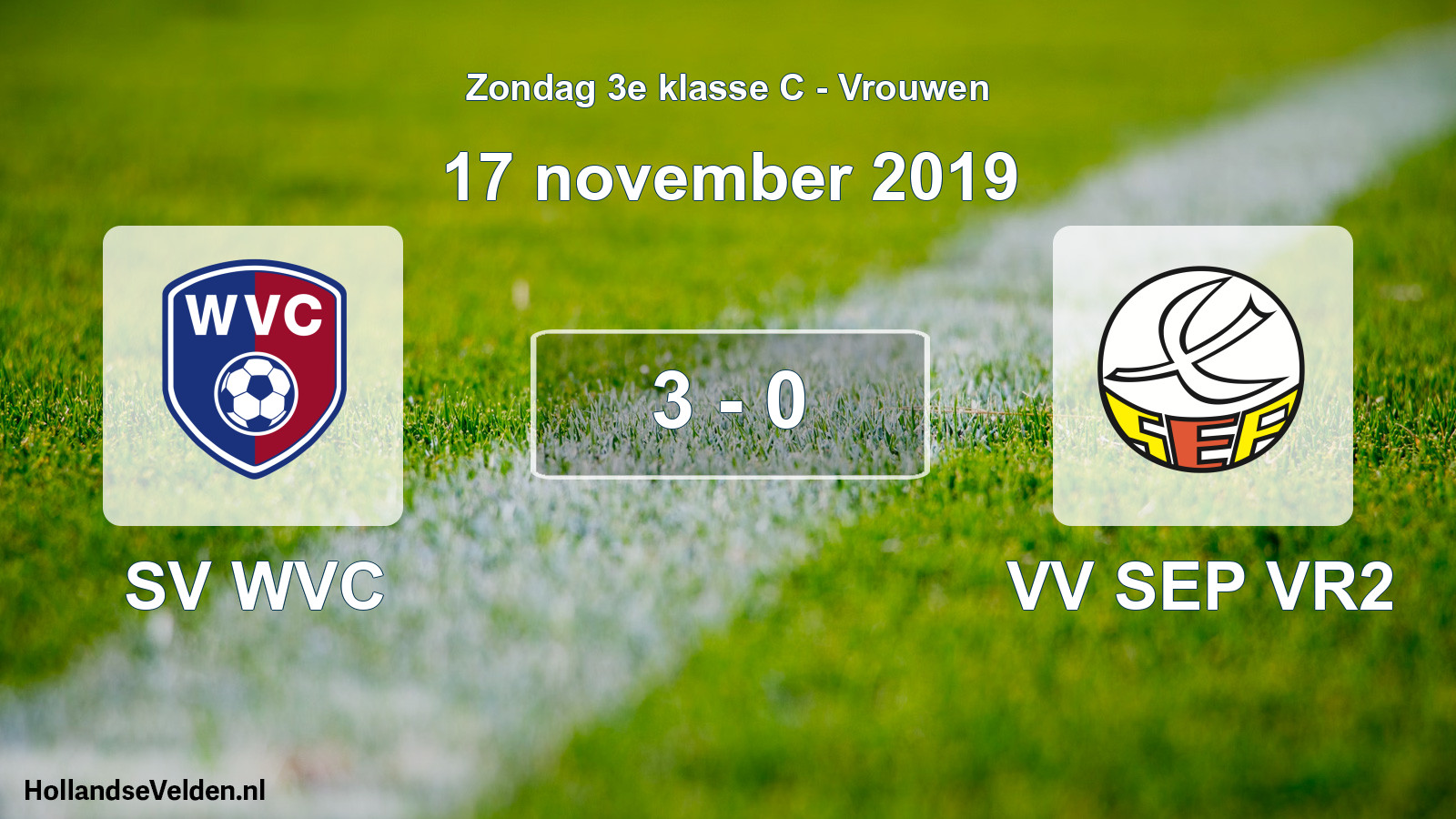 Gespeelde wedstrijd: SV WVC - VV SEP VR2 3 - 0 (17 november 2019)