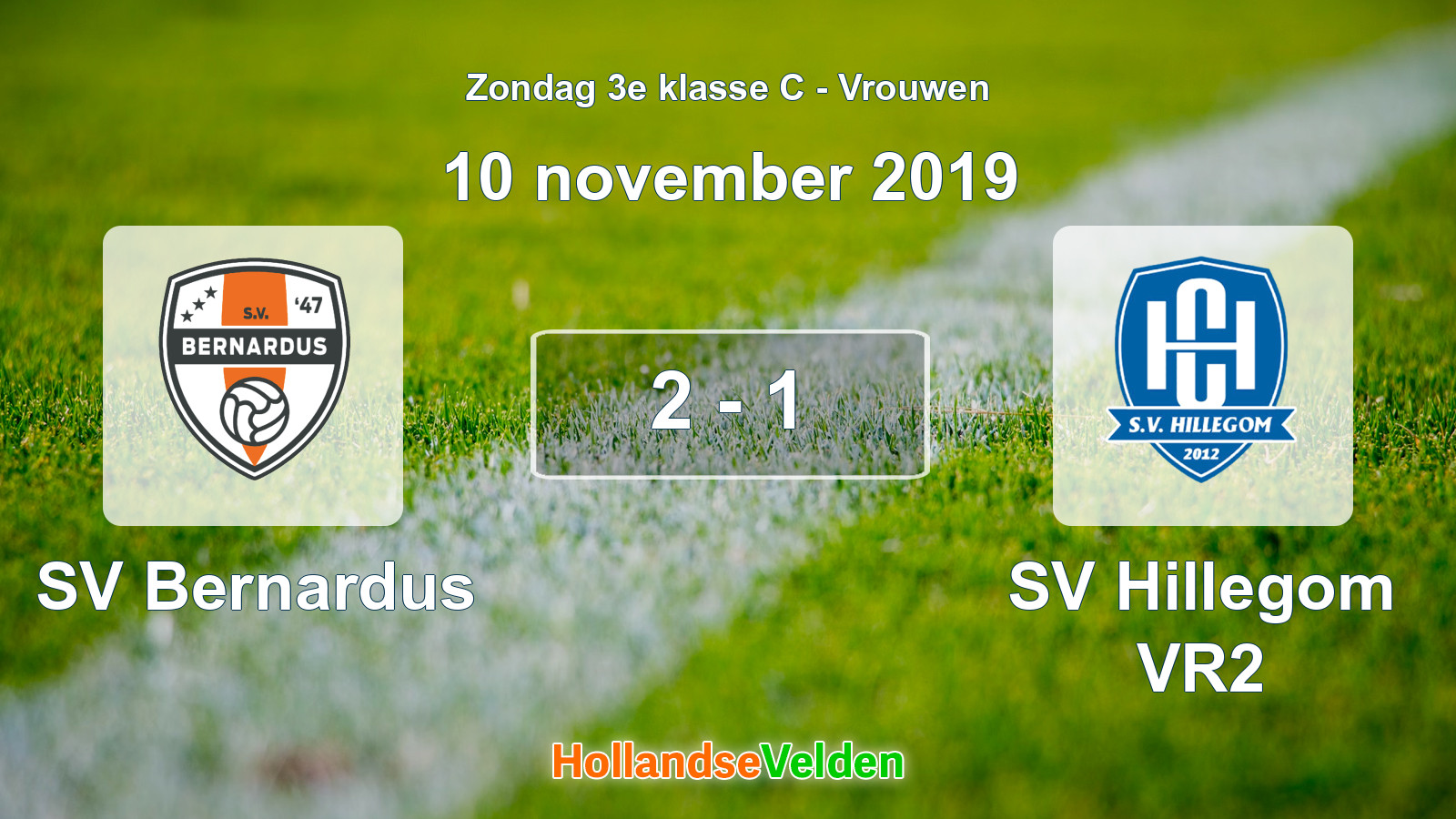 Gespeelde wedstrijd: SV Bernardus - SV Hillegom VR2 2 - 1 (10 november 2019)