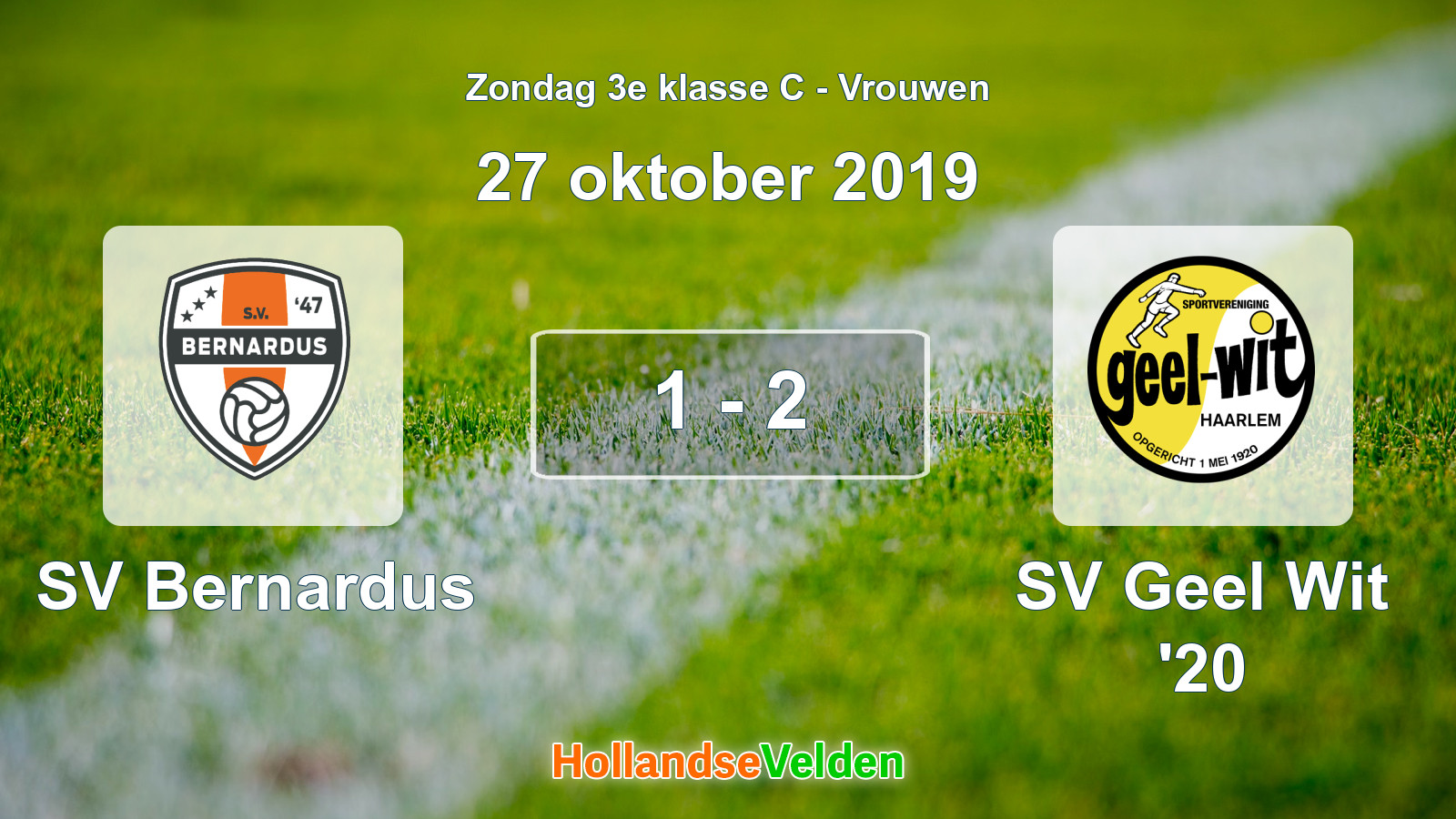 Gespeelde wedstrijd: SV Bernardus - SV Geel Wit '20 1 - 2 (27 oktober 2019)