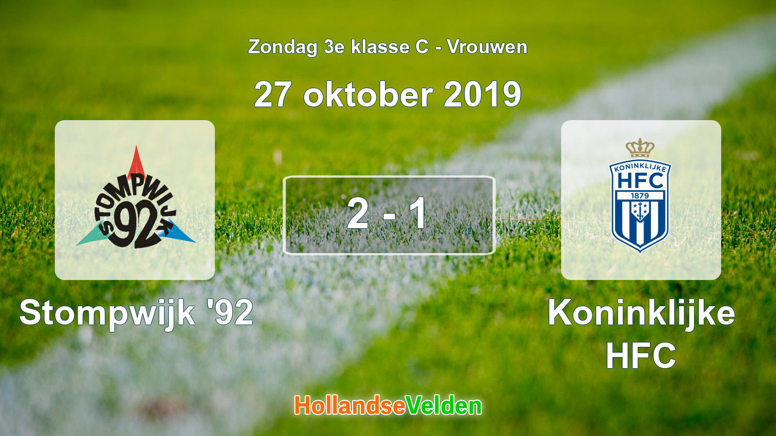 Gespeelde wedstrijd: Stompwijk '92 - Koninklijke HFC 2 - 1 (27 oktober 2019)