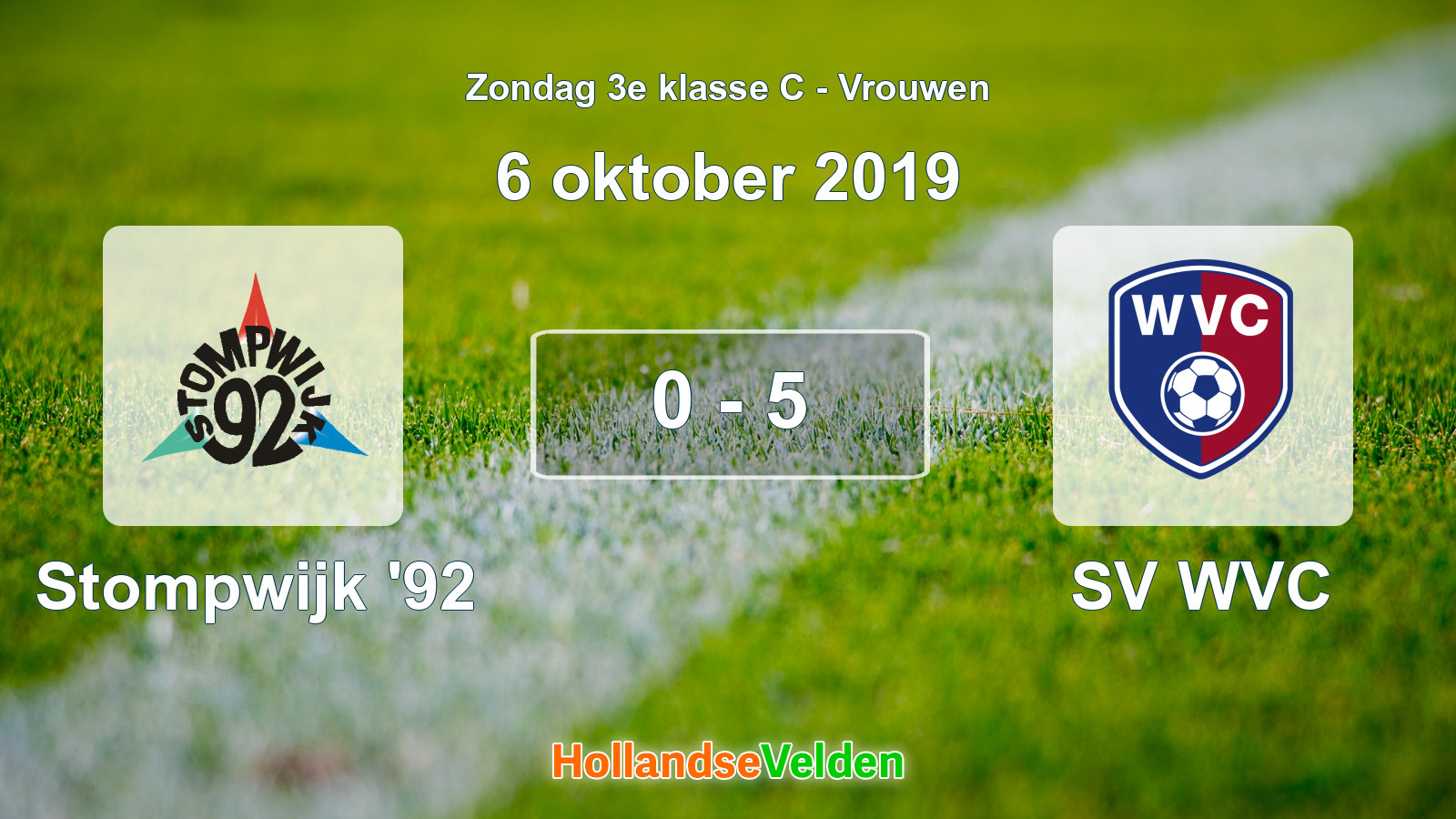 Gespeelde wedstrijd: Stompwijk '92 - SV WVC 0 - 5 (6 oktober 2019)