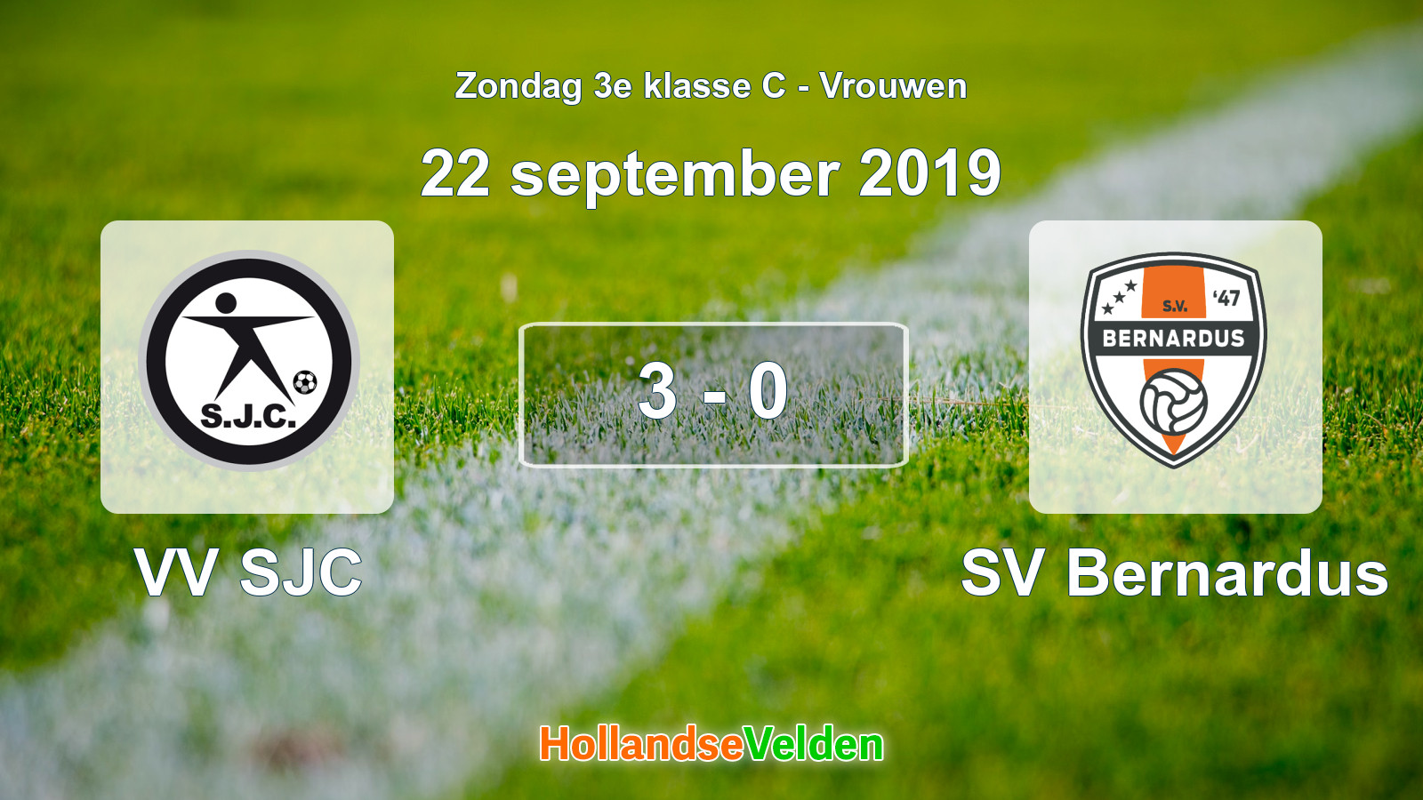 Gespeelde wedstrijd: VV SJC - SV Bernardus 3 - 0 (22 september 2019)