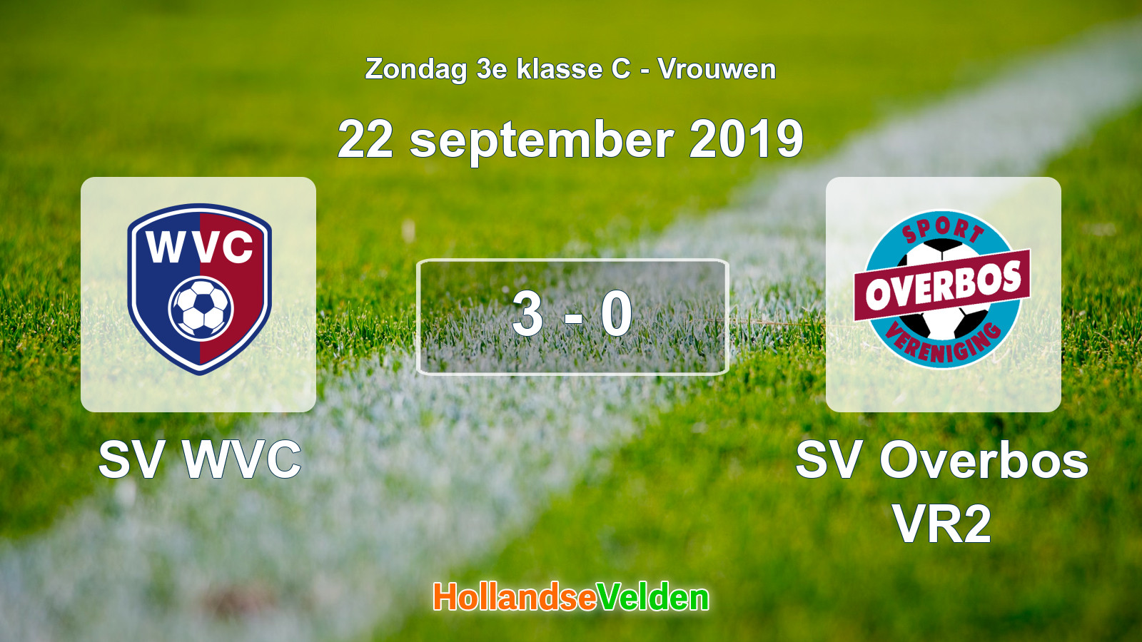 Gespeelde wedstrijd: SV WVC - SV Overbos VR2 3 - 0 (22 september 2019)