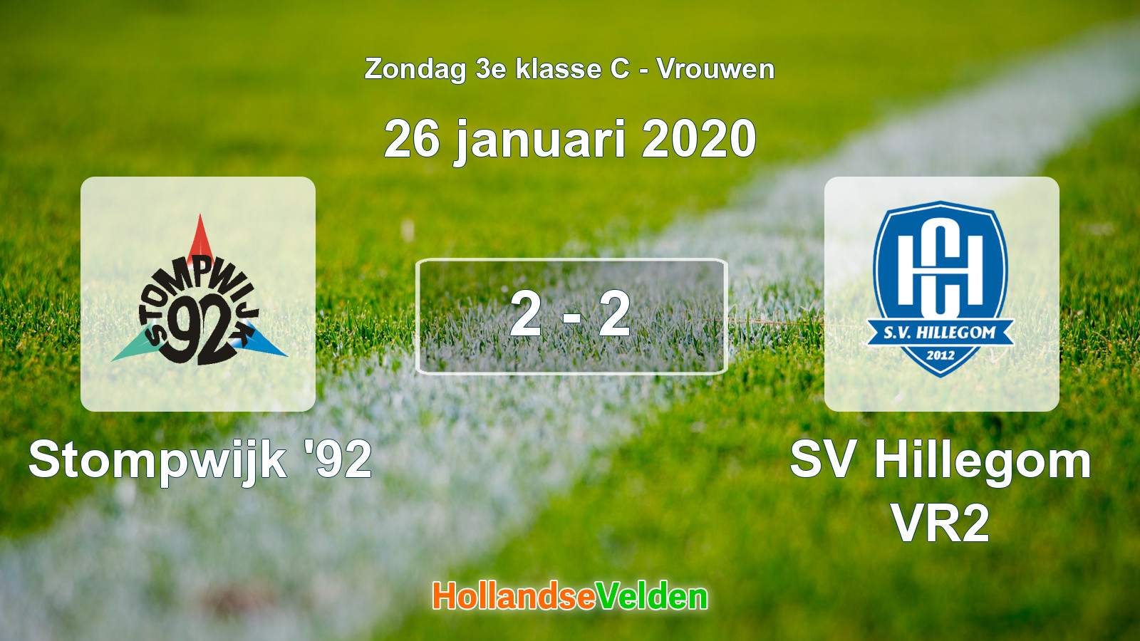 Gespeelde wedstrijd: Stompwijk '92 - SV Hillegom VR2 2 - 2 (26 januari 2020)