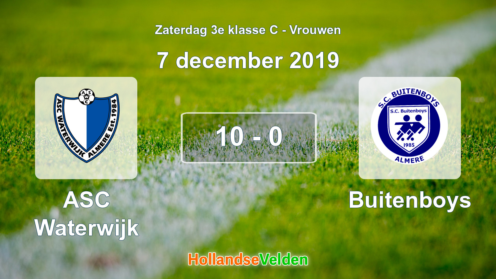 Gespeelde wedstrijd: ASC Waterwijk - Buitenboys 10 - 0 (7 december 2019)