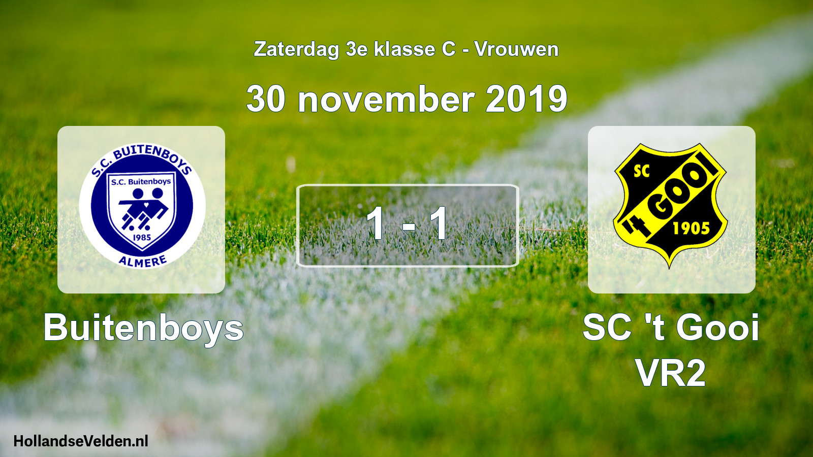 Gespeelde wedstrijd: Buitenboys - SC 't Gooi VR2 1 - 1 (30 november 2019)