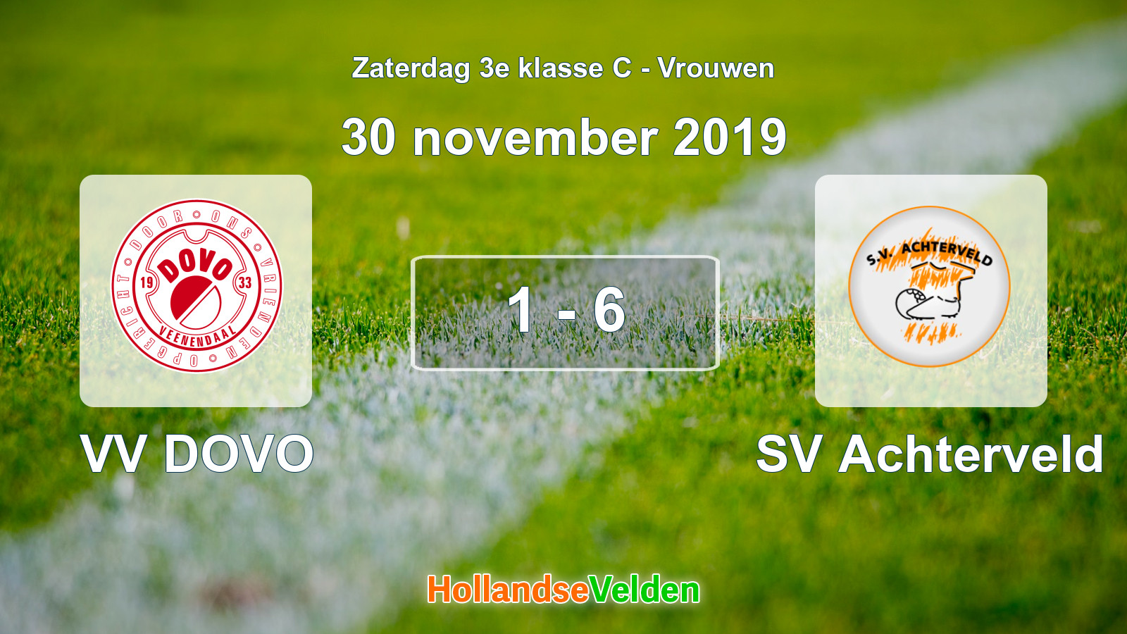 Gespeelde wedstrijd: VV DOVO - SV Achterveld 1 - 6 (30 november 2019)