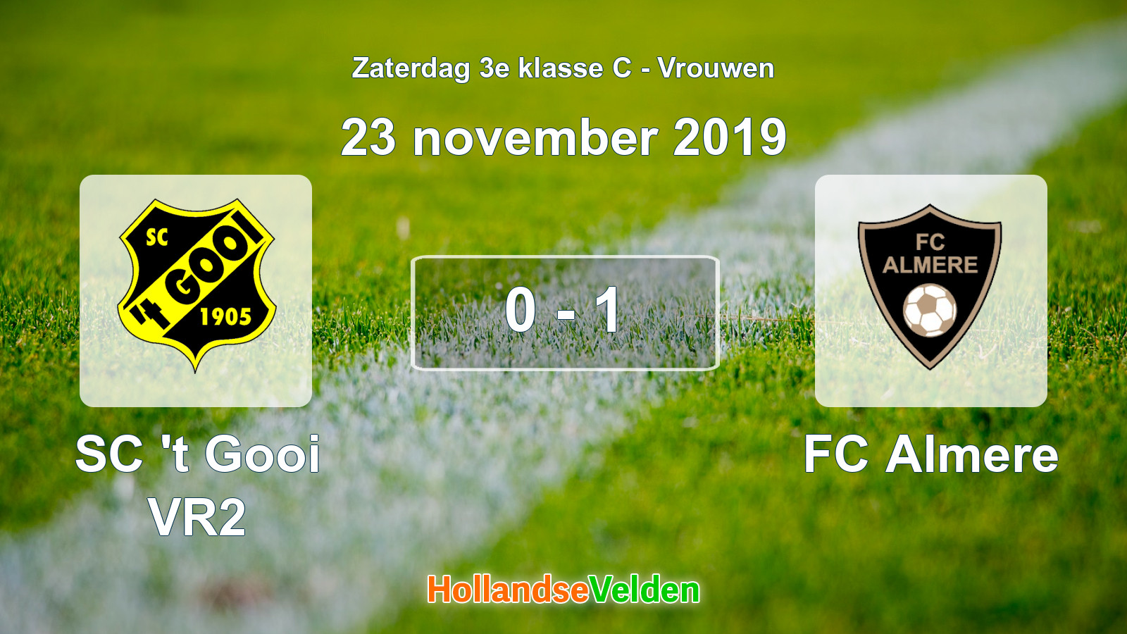 Gespeelde wedstrijd: SC 't Gooi VR2 - FC Almere 0 - 1 (23 november 2019)
