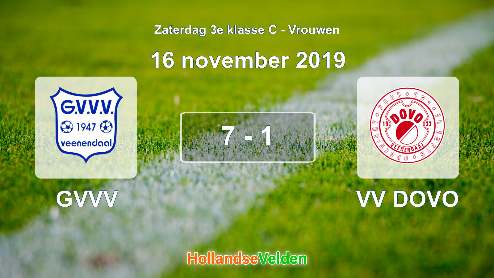 Gespeelde wedstrijd: GVVV - VV DOVO 7 - 1 (16 november 2019)