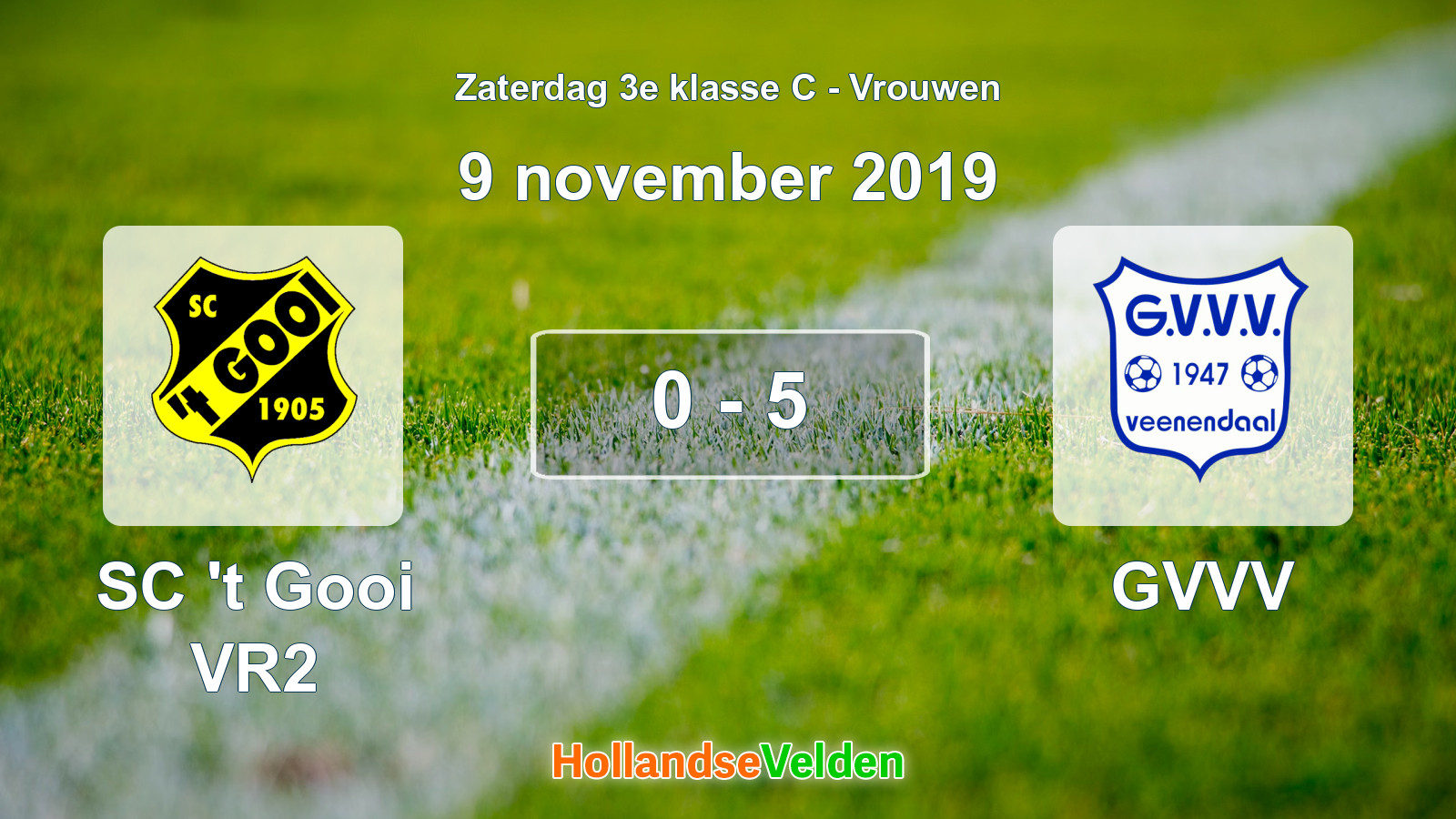 Gespeelde wedstrijd: SC 't Gooi VR2 - GVVV 0 - 5 (9 november 2019)
