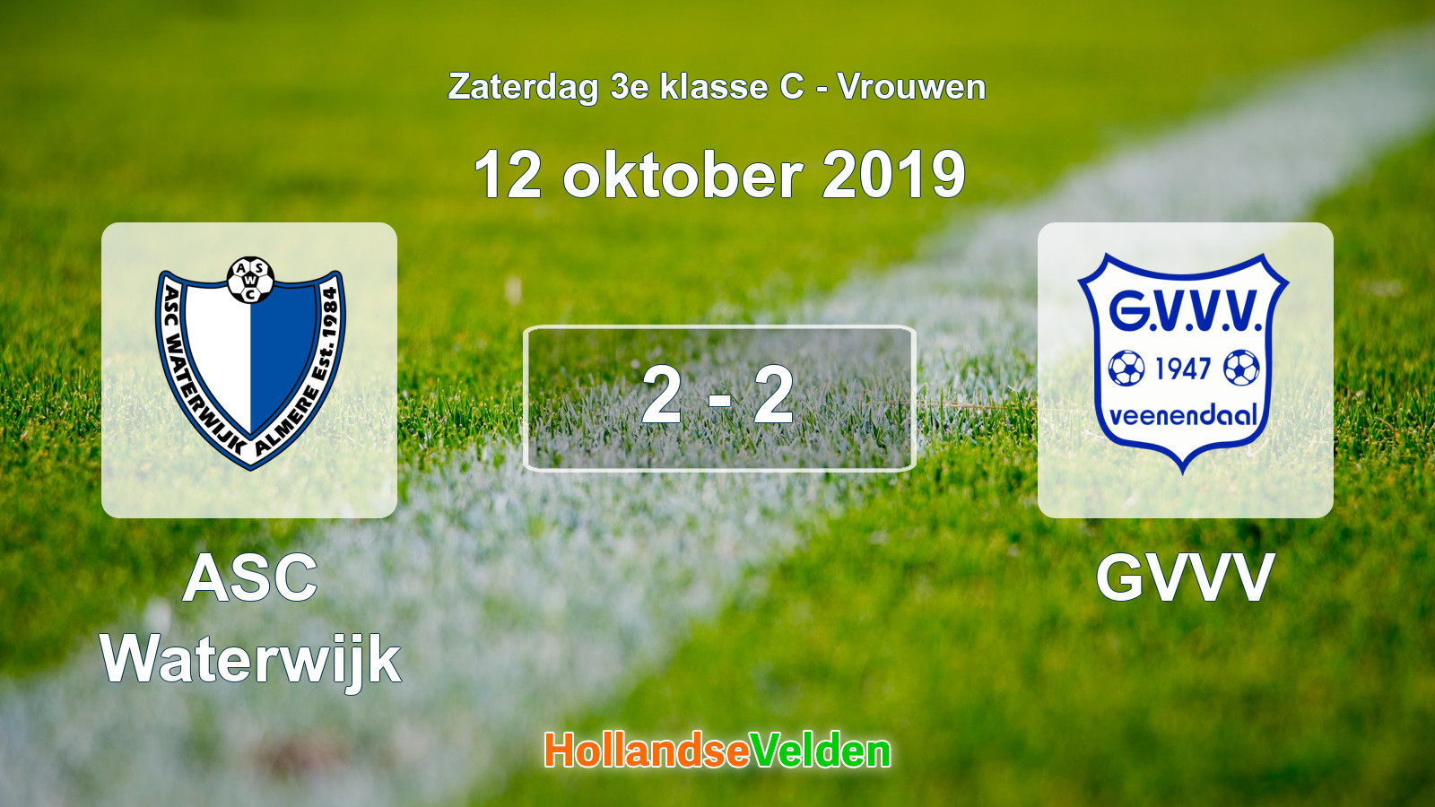 Gespeelde wedstrijd: ASC Waterwijk - GVVV 2 - 2 (12 oktober 2019)