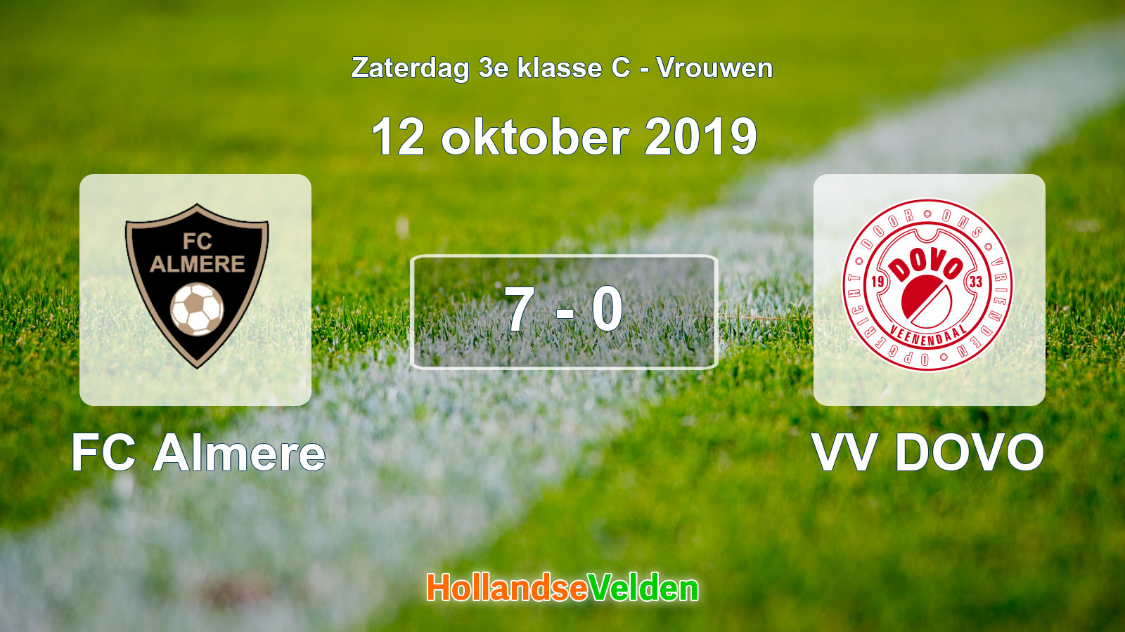 Gespeelde wedstrijd: FC Almere - VV DOVO 7 - 0 (12 oktober 2019)