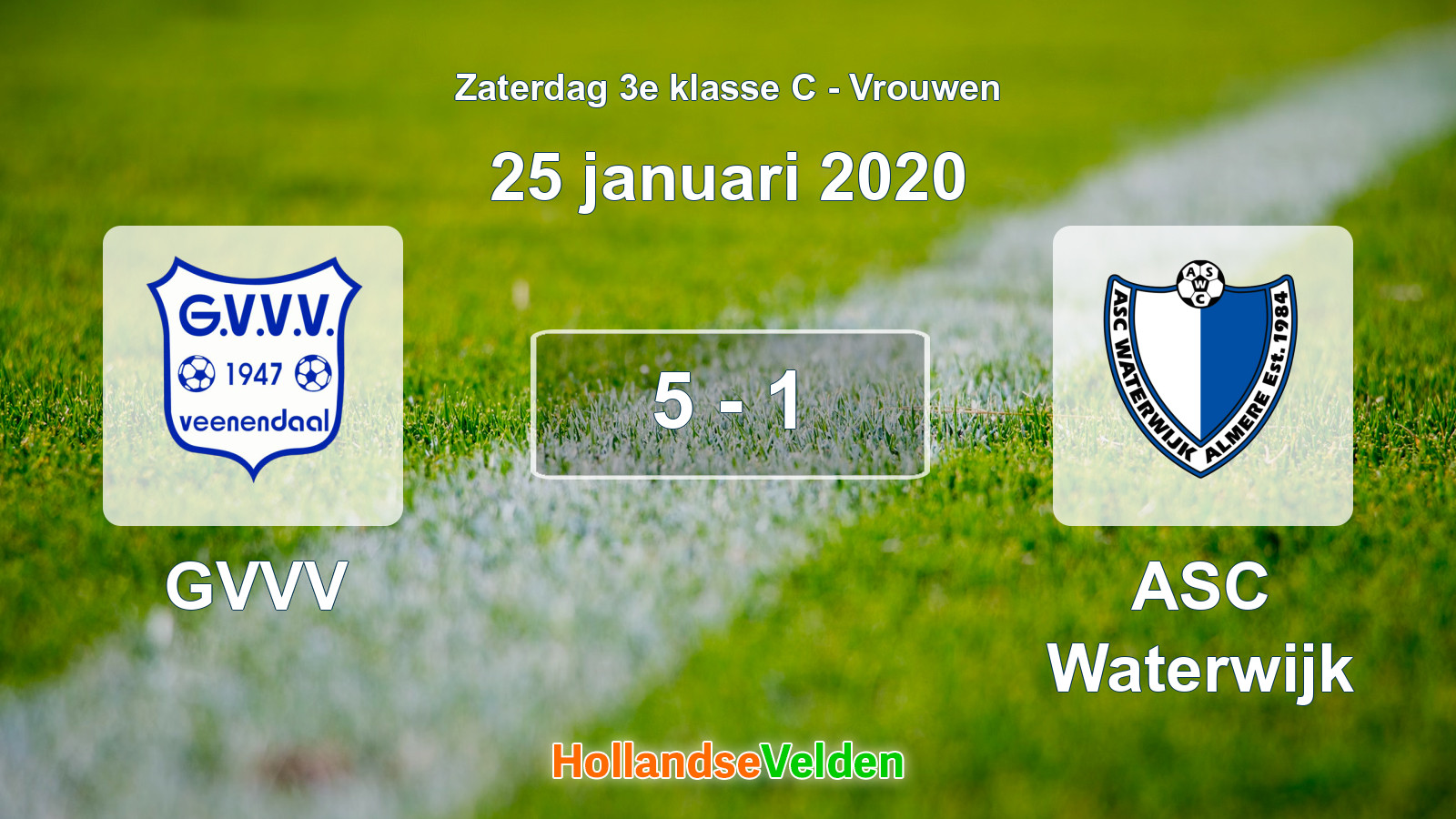 Gespeelde wedstrijd: GVVV - ASC Waterwijk 5 - 1 (25 januari 2020)
