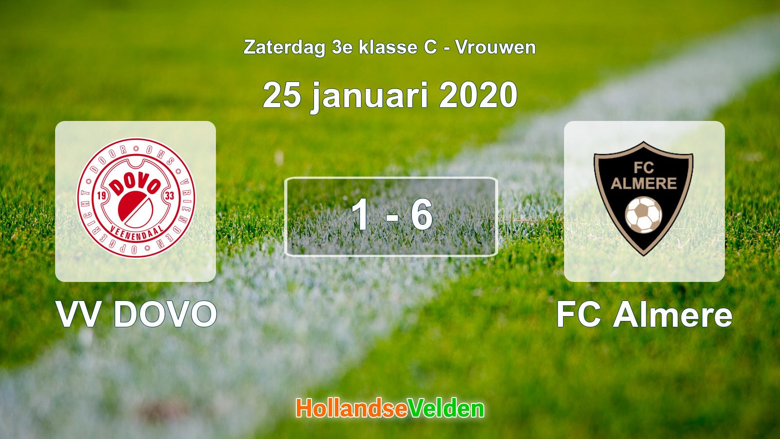 Gespeelde wedstrijd: VV DOVO - FC Almere 1 - 6 (25 januari 2020)