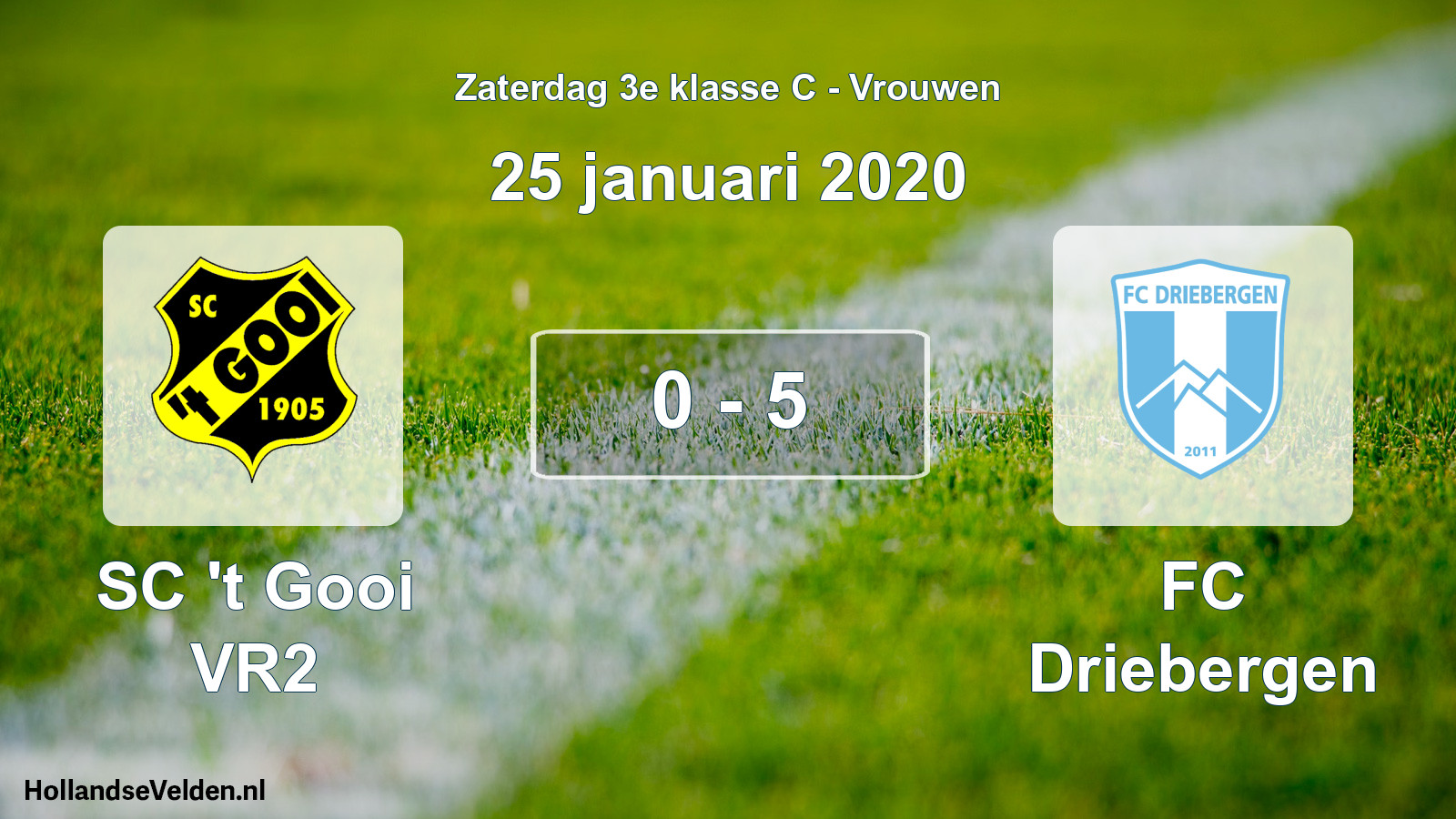 Gespeelde wedstrijd: SC 't Gooi VR2 - FC Driebergen 0 - 5 (25 januari 2020)