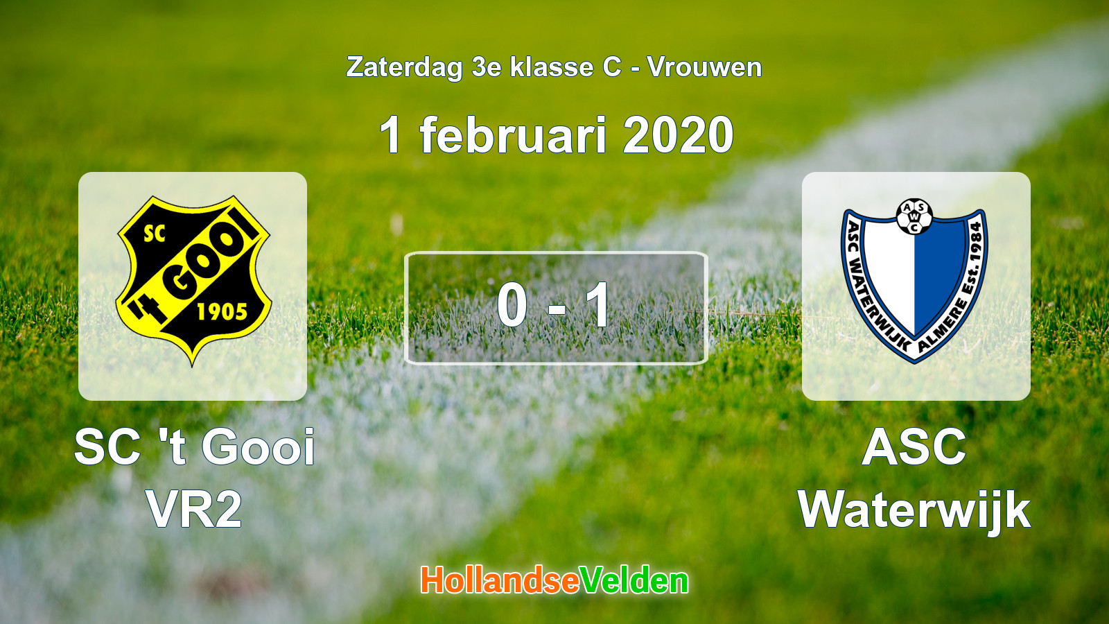 Gespeelde wedstrijd: SC 't Gooi VR2 - ASC Waterwijk 0 - 1 (1 februari 2020)