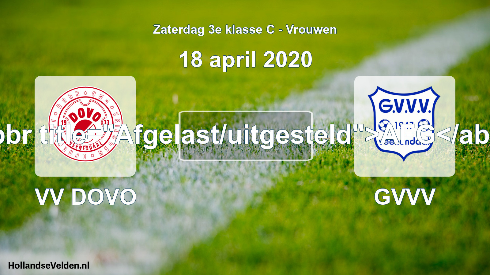 Geplande wedstrijd: VV DOVO - GVVV (18 april 2020)