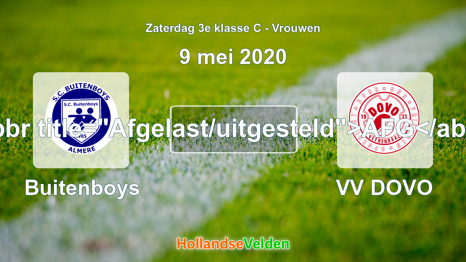 Geplande wedstrijd: Buitenboys - VV DOVO (9 mei 2020)