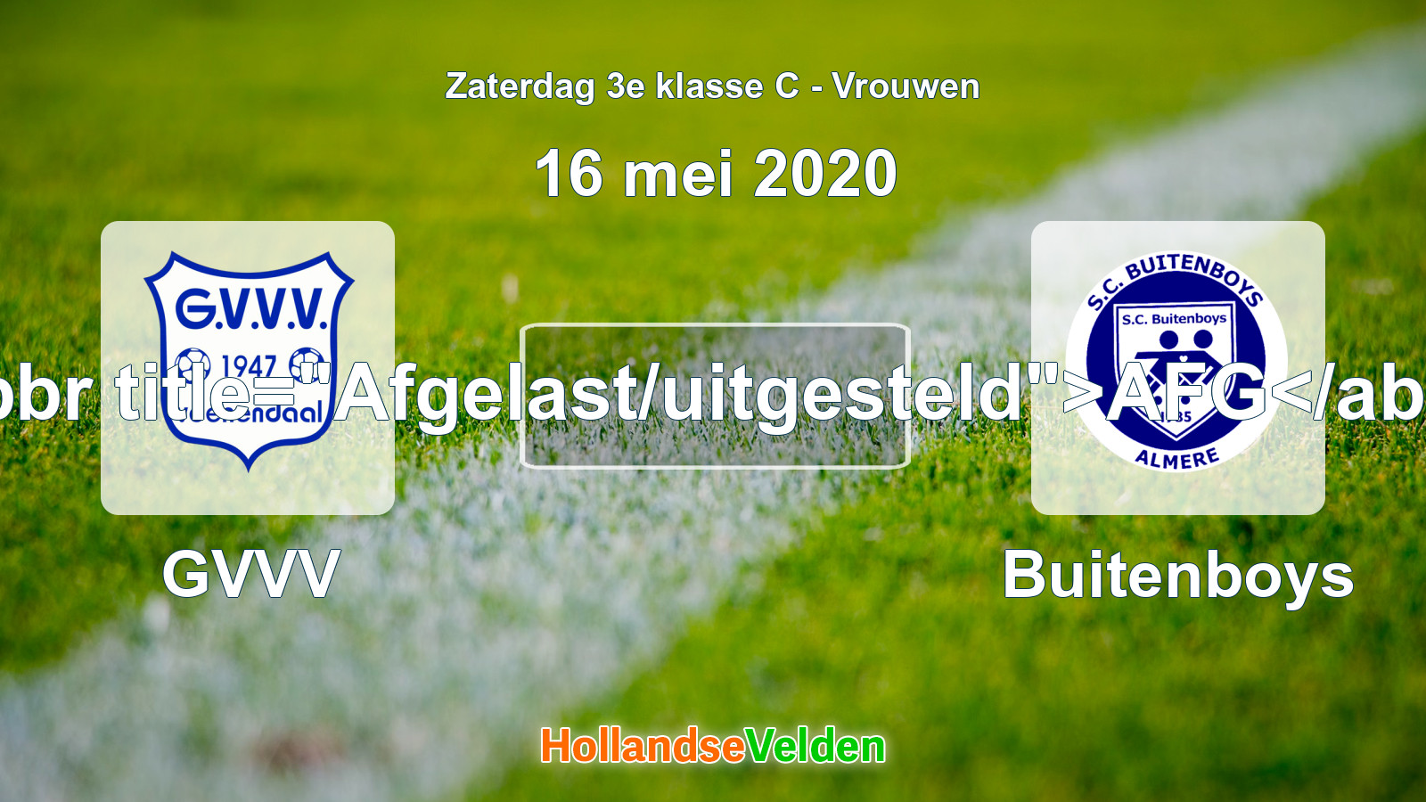 Geplande wedstrijd: GVVV - Buitenboys (16 mei 2020)