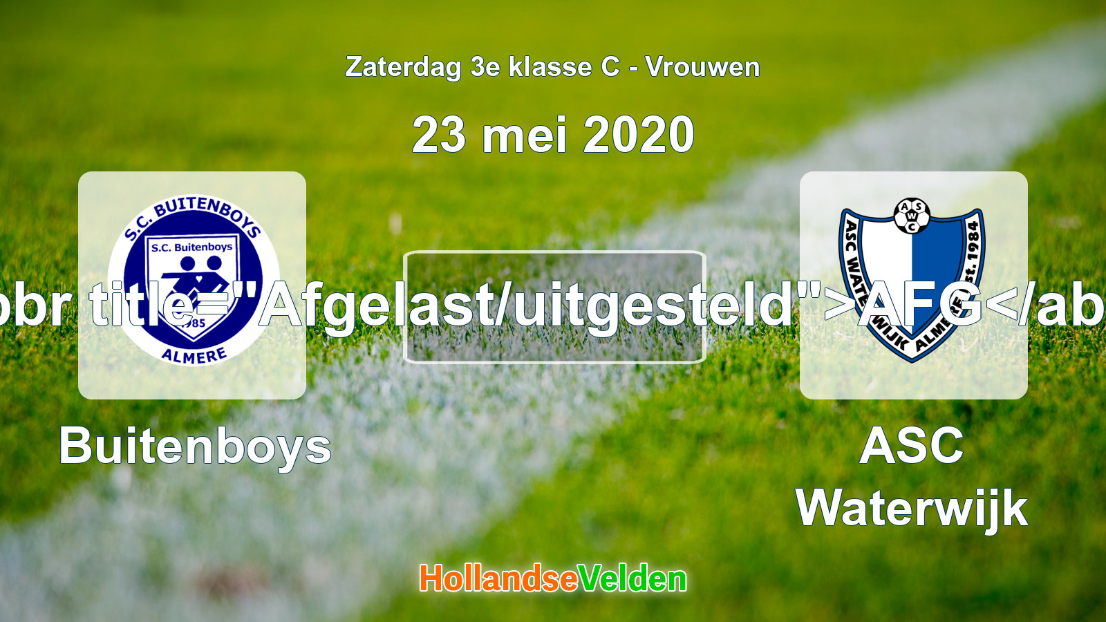 Geplande wedstrijd: Buitenboys - ASC Waterwijk (23 mei 2020)