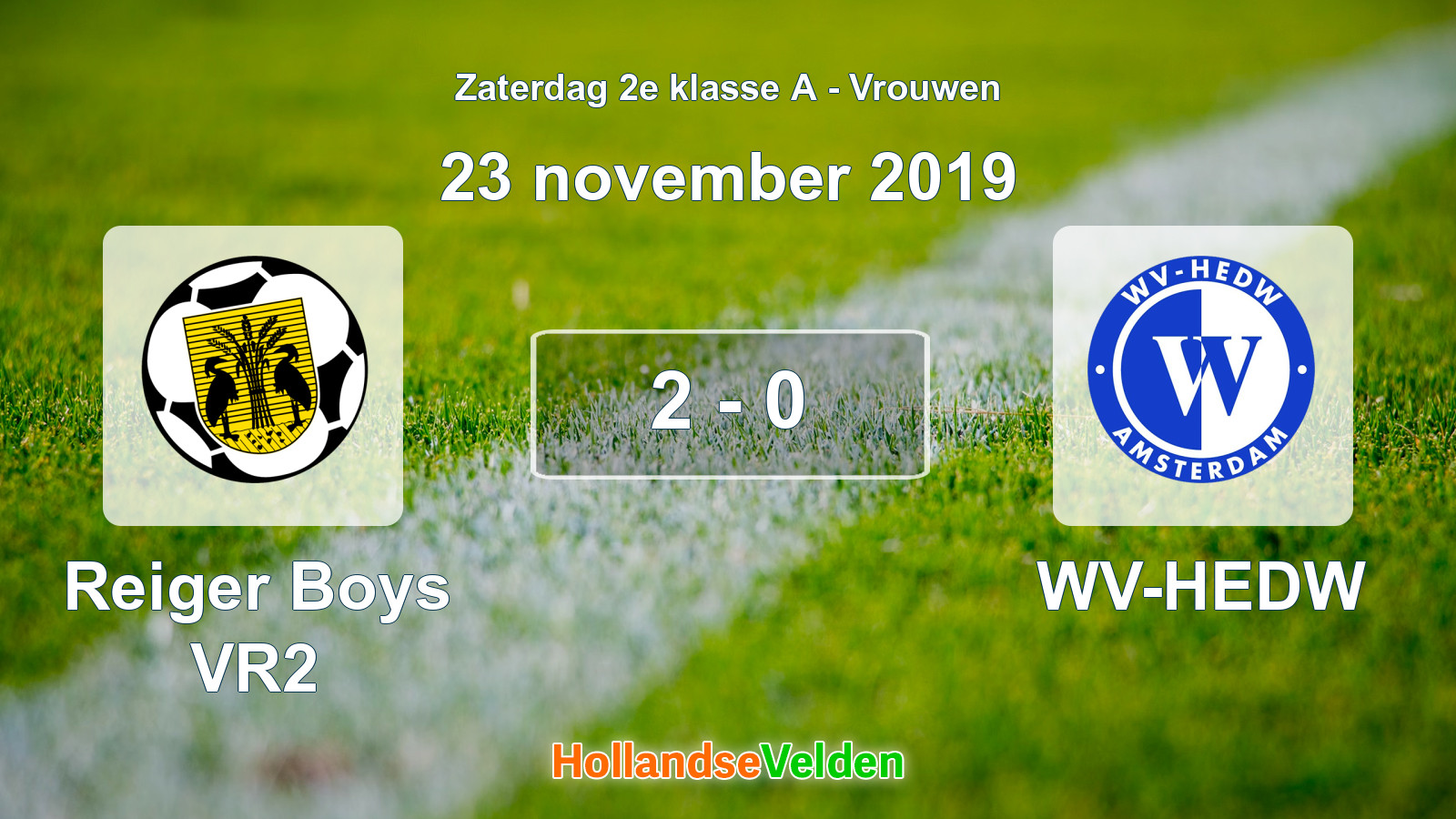 Gespeelde wedstrijd: Reiger Boys VR2 - WV-HEDW 2 - 0 (23 november 2019)