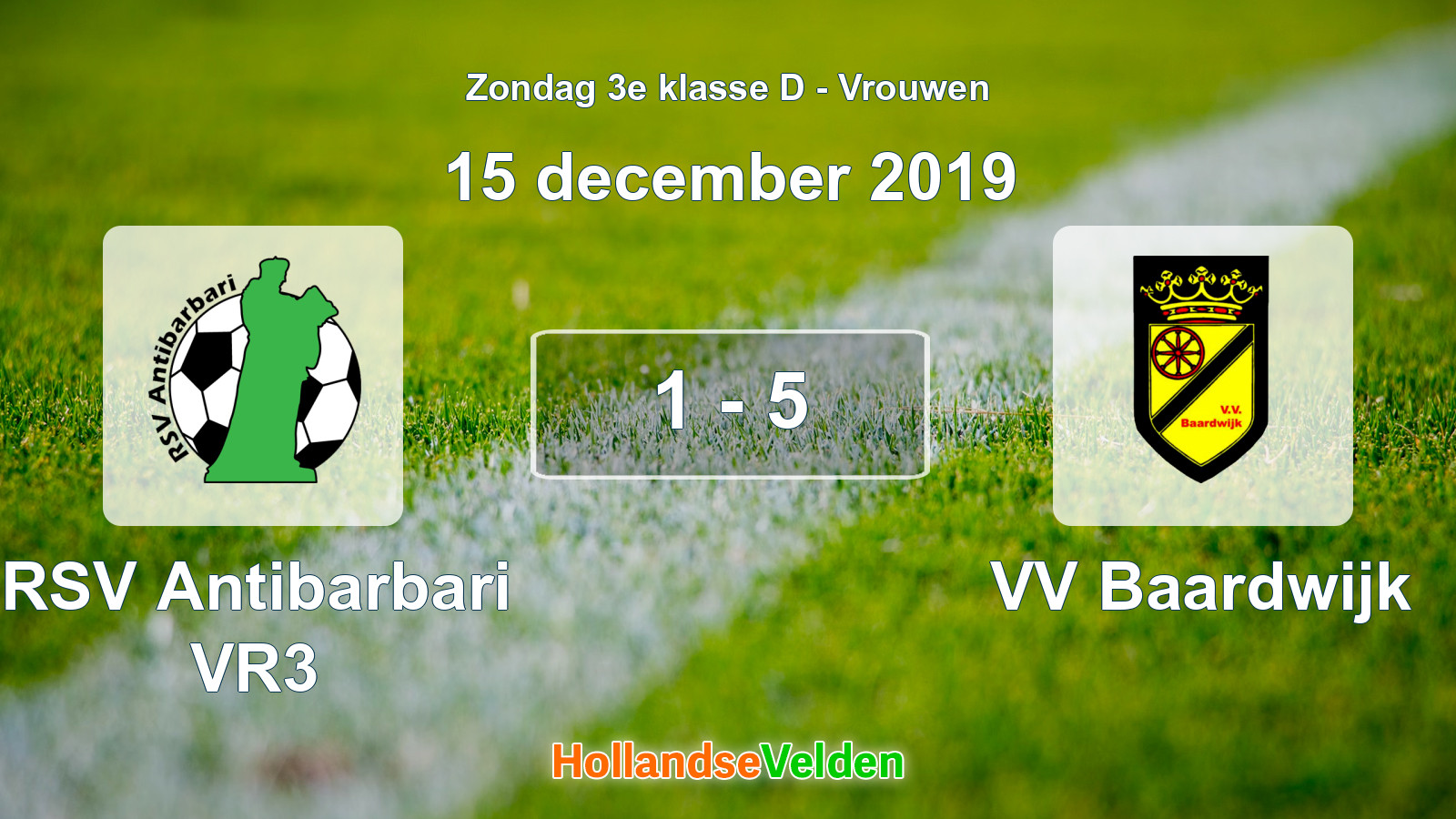 Gespeelde wedstrijd: RSV Antibarbari VR3 - VV Baardwijk 1 - 5 (15 december 2019)