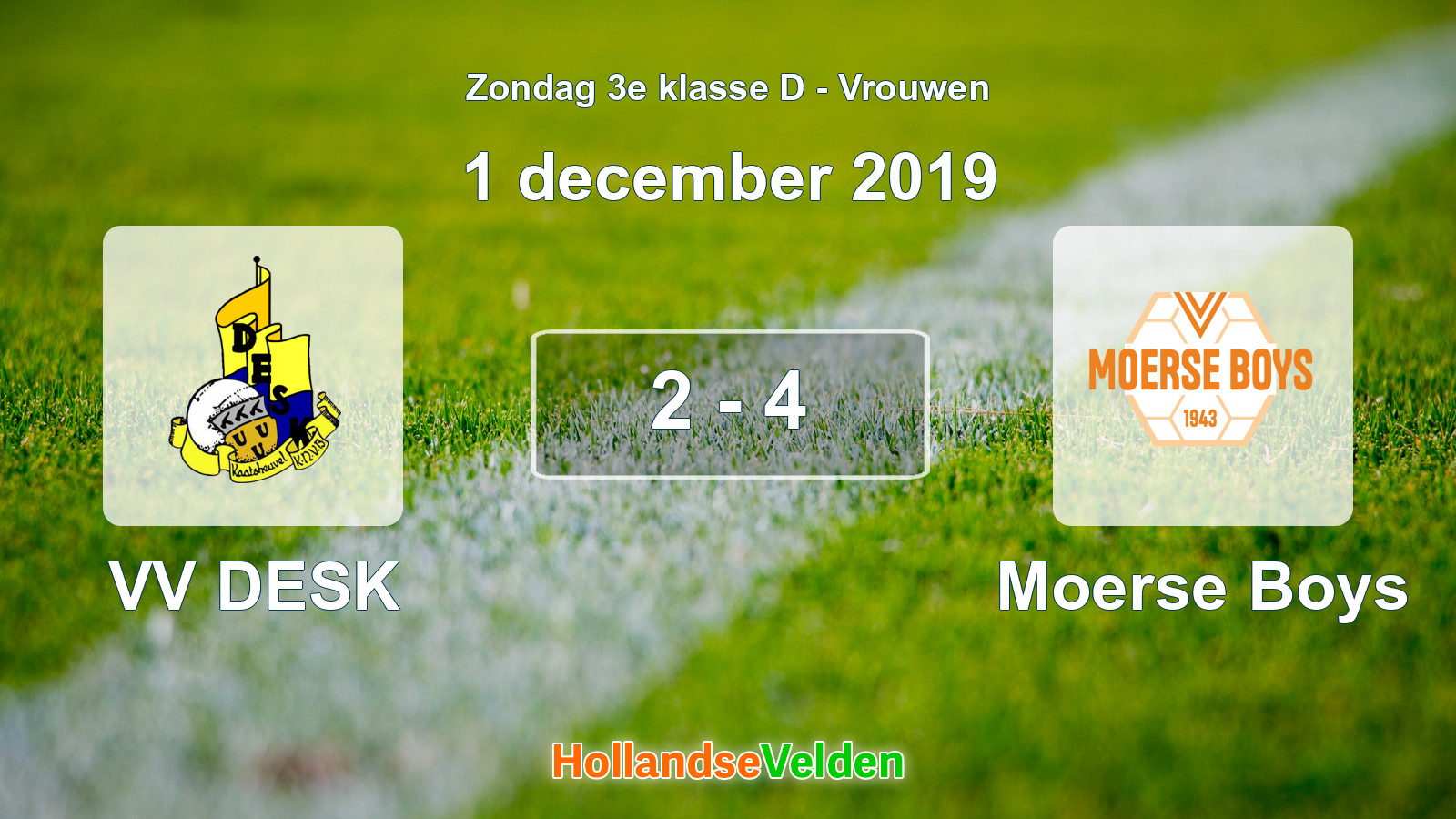 Gespeelde wedstrijd: VV DESK - Moerse Boys 2 - 4 (1 december 2019)