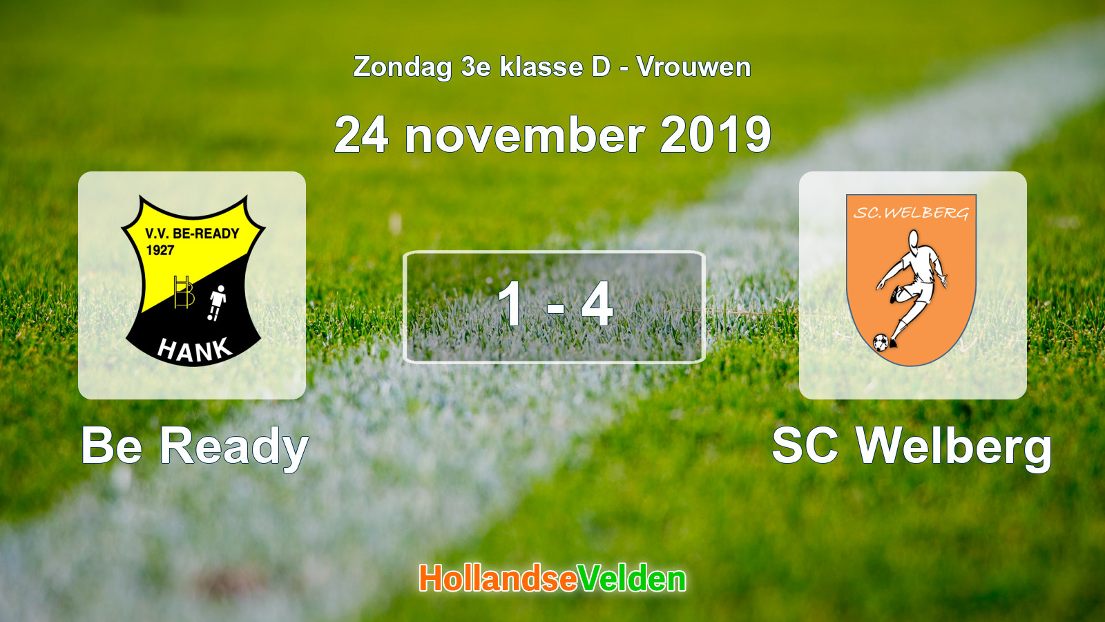 Gespeelde wedstrijd: Be Ready - SC Welberg 1 - 4 (24 november 2019)
