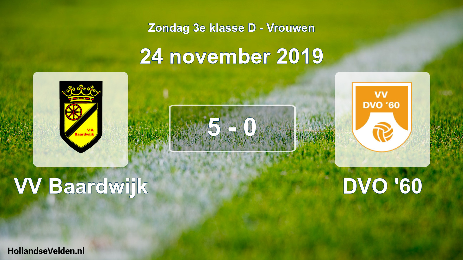 Gespeelde wedstrijd: VV Baardwijk - DVO '60 5 - 0 (24 november 2019)