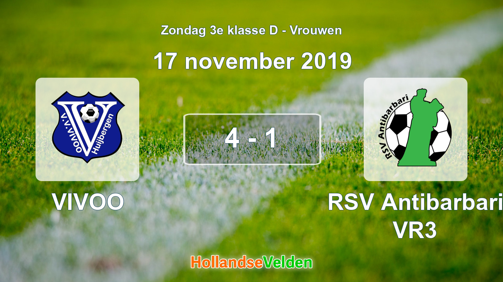 Gespeelde wedstrijd: VIVOO - RSV Antibarbari VR3 4 - 1 (17 november 2019)