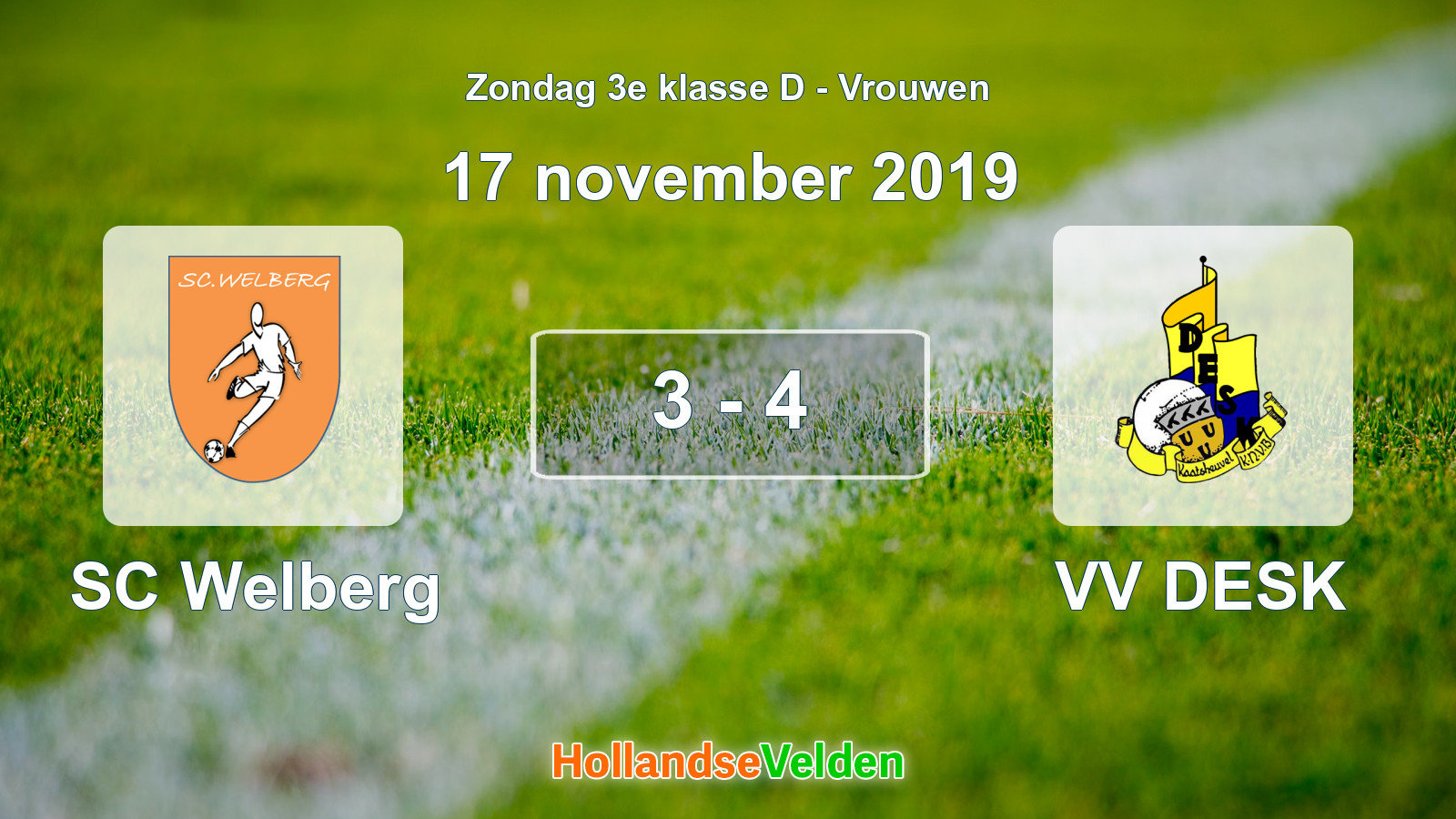 Gespeelde wedstrijd: SC Welberg - VV DESK 3 - 4 (17 november 2019)