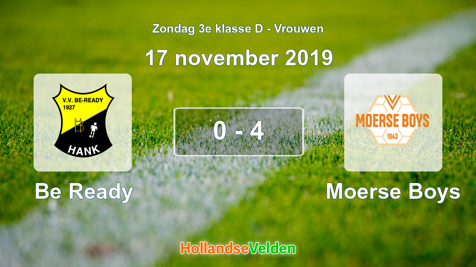 Gespeelde wedstrijd: Be Ready - Moerse Boys 0 - 4 (17 november 2019)