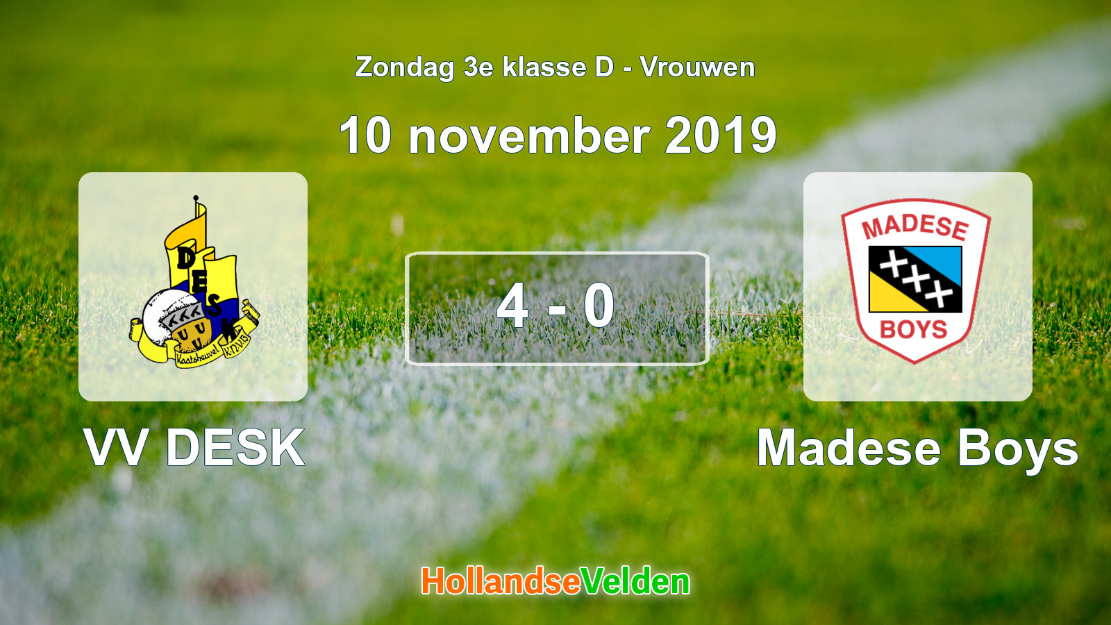 Gespeelde wedstrijd: VV DESK - Madese Boys 4 - 0 (10 november 2019)