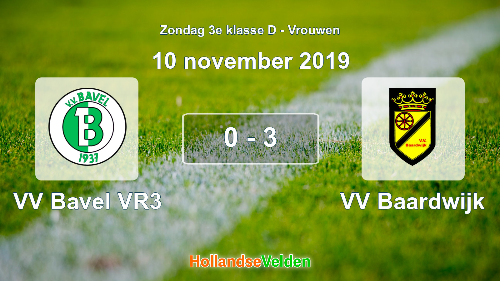 Gespeelde wedstrijd: VV Bavel VR3 - VV Baardwijk 0 - 3 (10 november 2019)