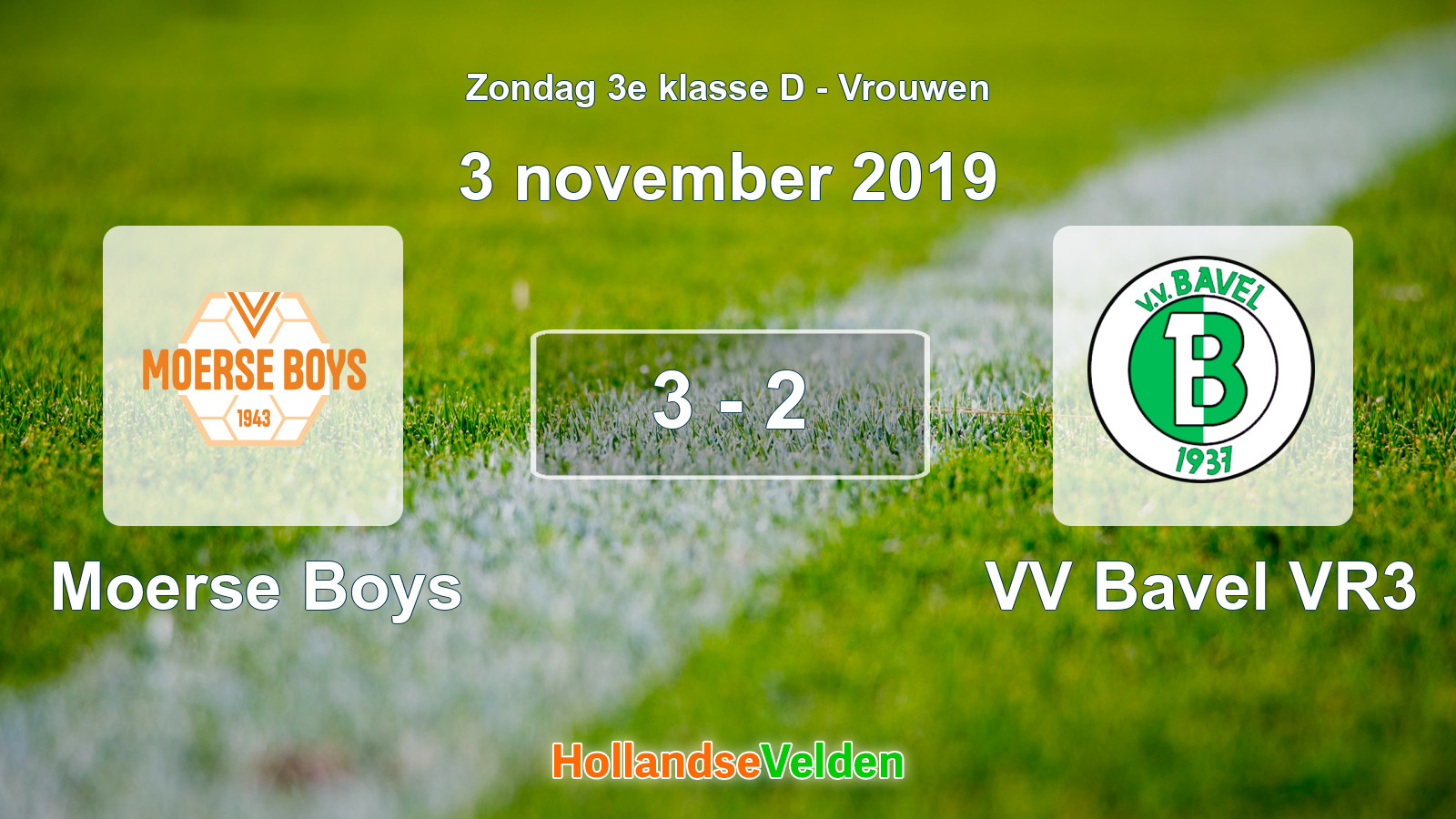 Gespeelde wedstrijd: Moerse Boys - VV Bavel VR3 3 - 2 (3 november 2019)