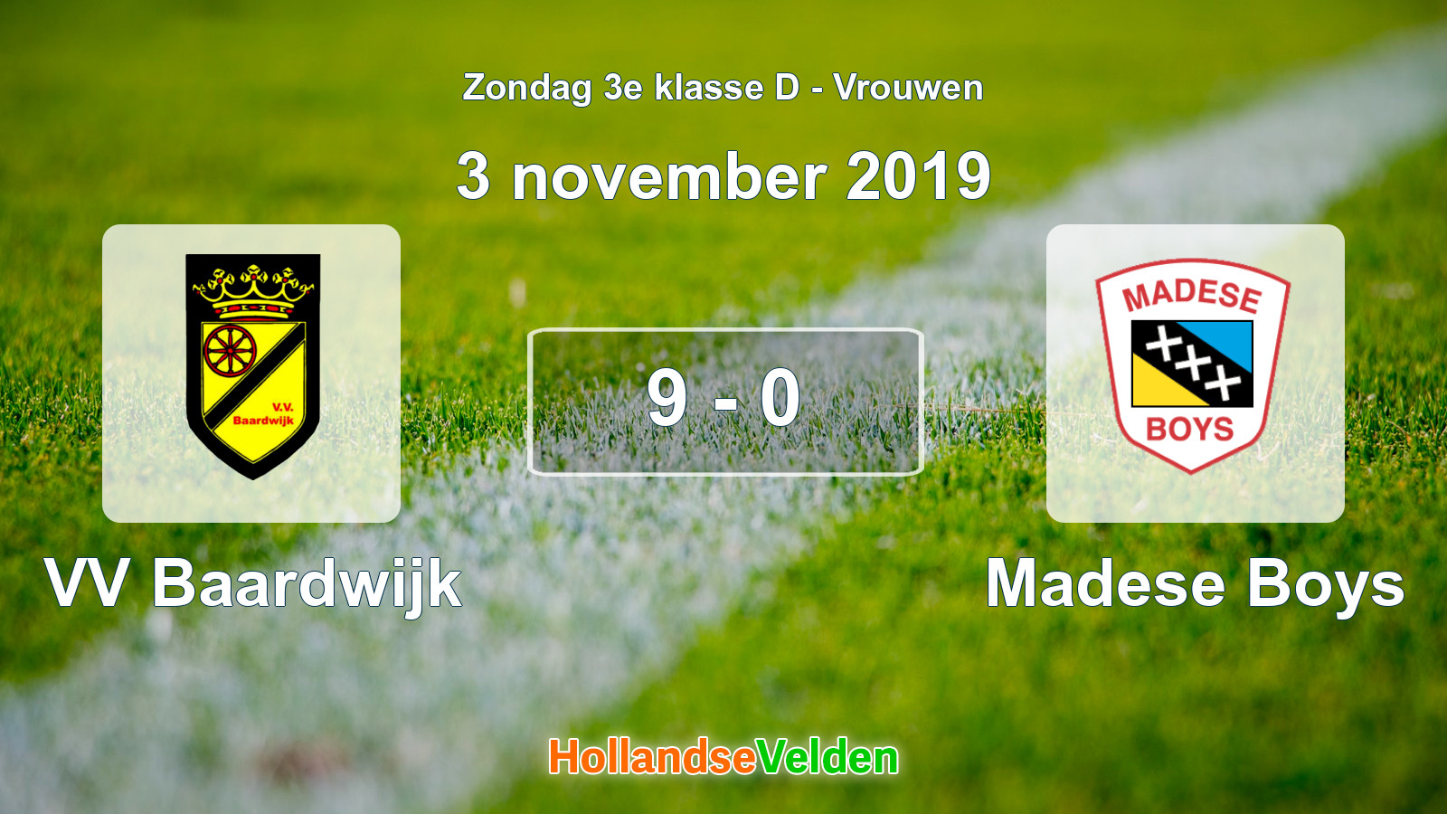 Gespeelde wedstrijd: VV Baardwijk - Madese Boys 9 - 0 (3 november 2019)