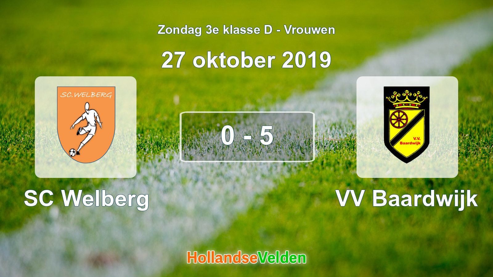 Gespeelde wedstrijd: SC Welberg - VV Baardwijk 0 - 5 (27 oktober 2019)