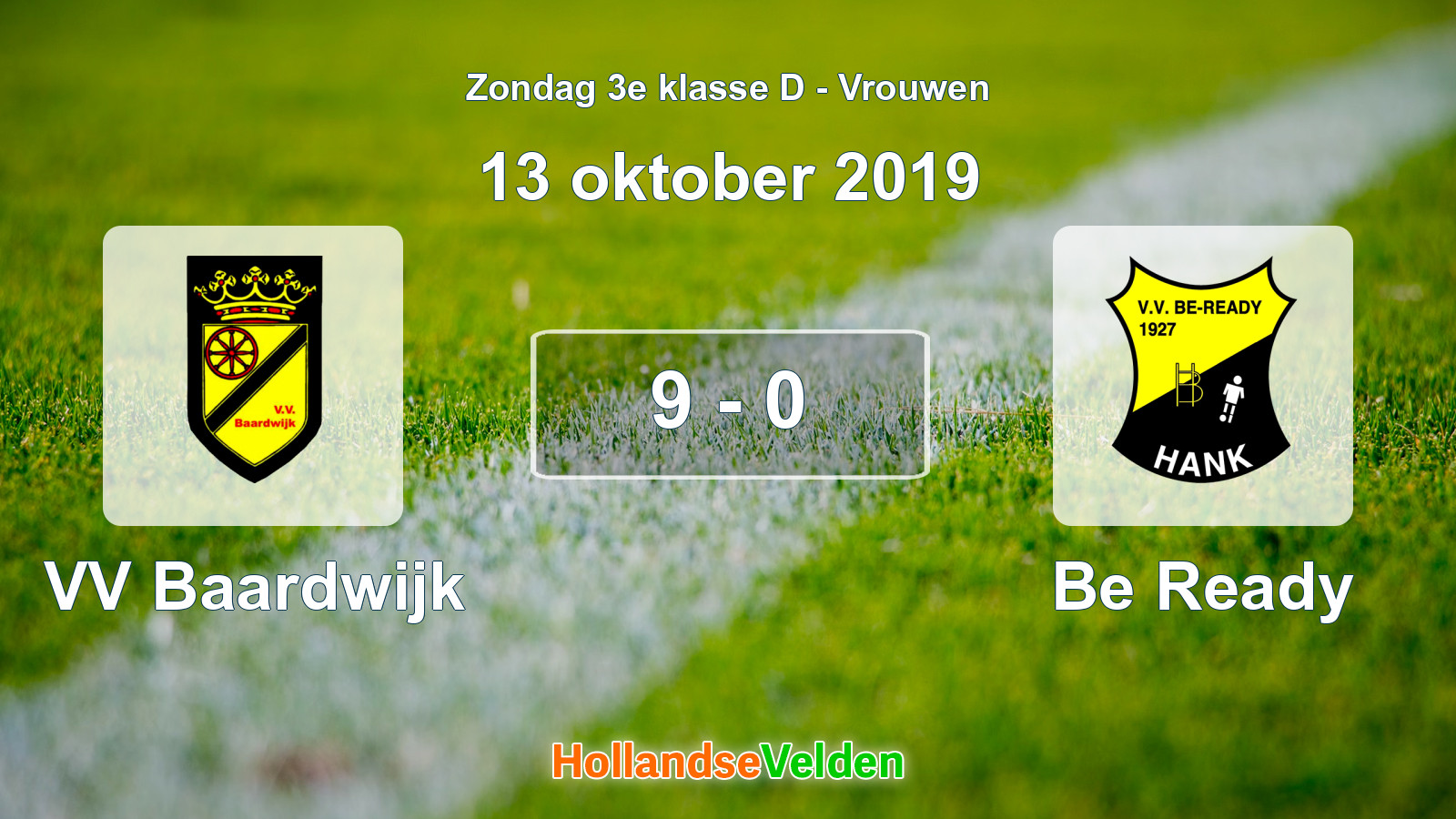 Gespeelde wedstrijd: VV Baardwijk - Be Ready 9 - 0 (13 oktober 2019)