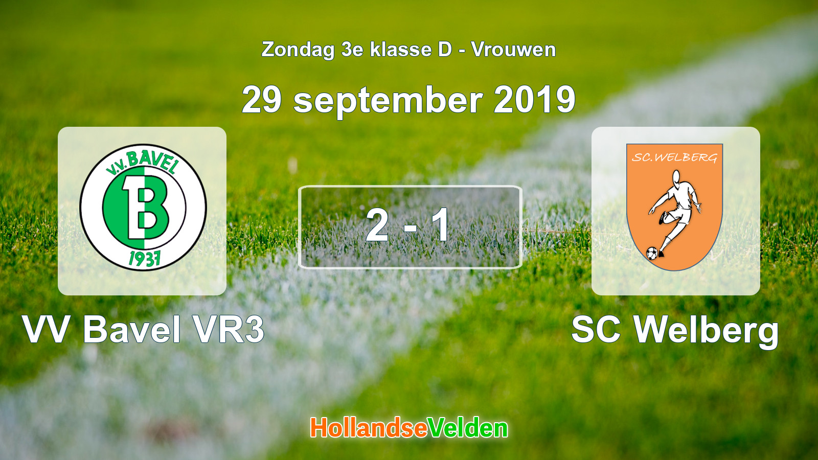 Gespeelde wedstrijd: VV Bavel VR3 - SC Welberg 2 - 1 (29 september 2019)