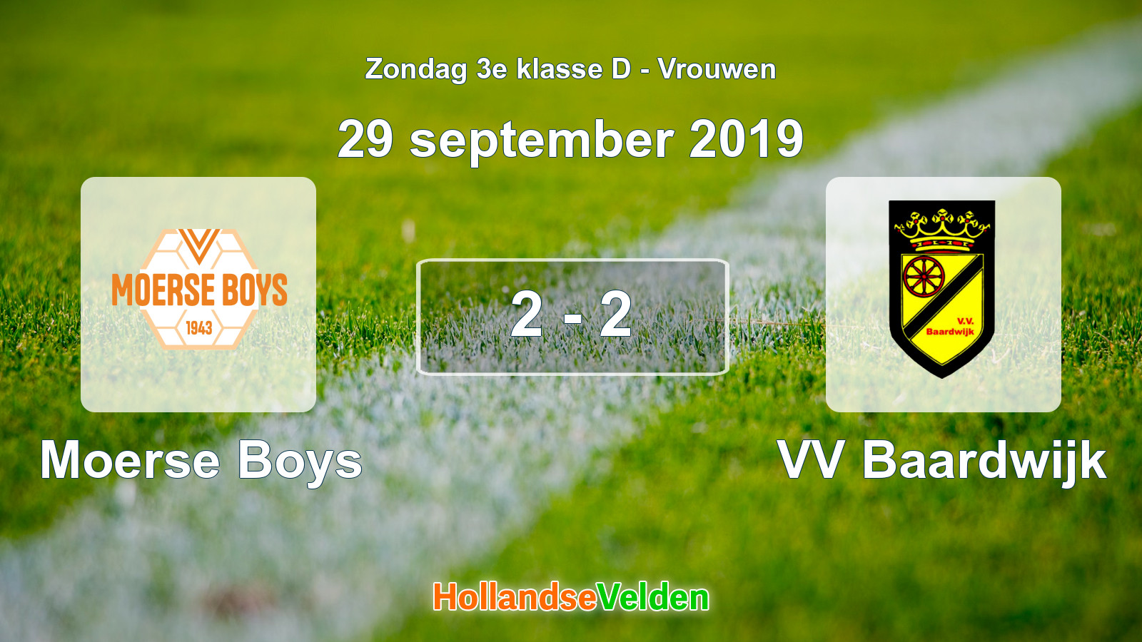 Gespeelde wedstrijd: Moerse Boys - VV Baardwijk 2 - 2 (29 september 2019)