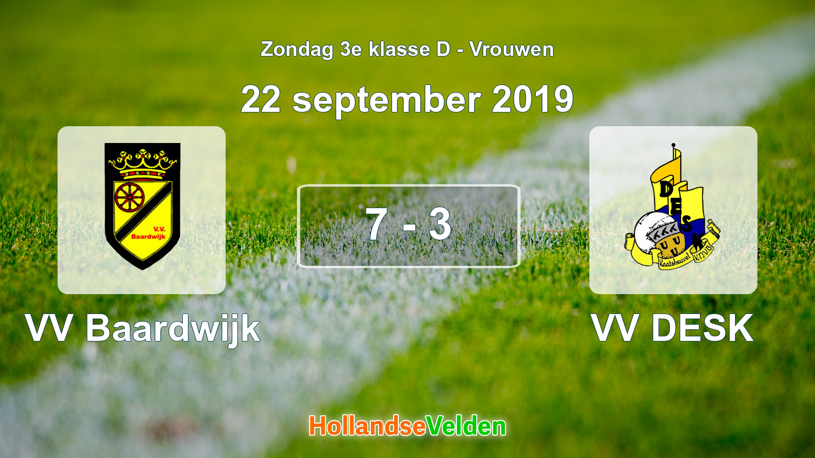 Gespeelde wedstrijd: VV Baardwijk - VV DESK 7 - 3 (22 september 2019)