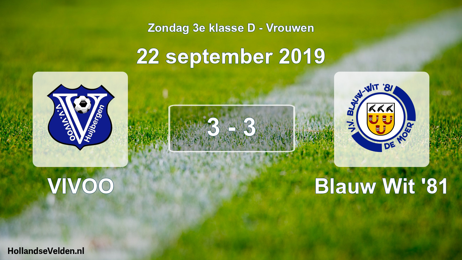 Gespeelde wedstrijd: VIVOO - Blauw Wit '81 3 - 3 (22 september 2019)