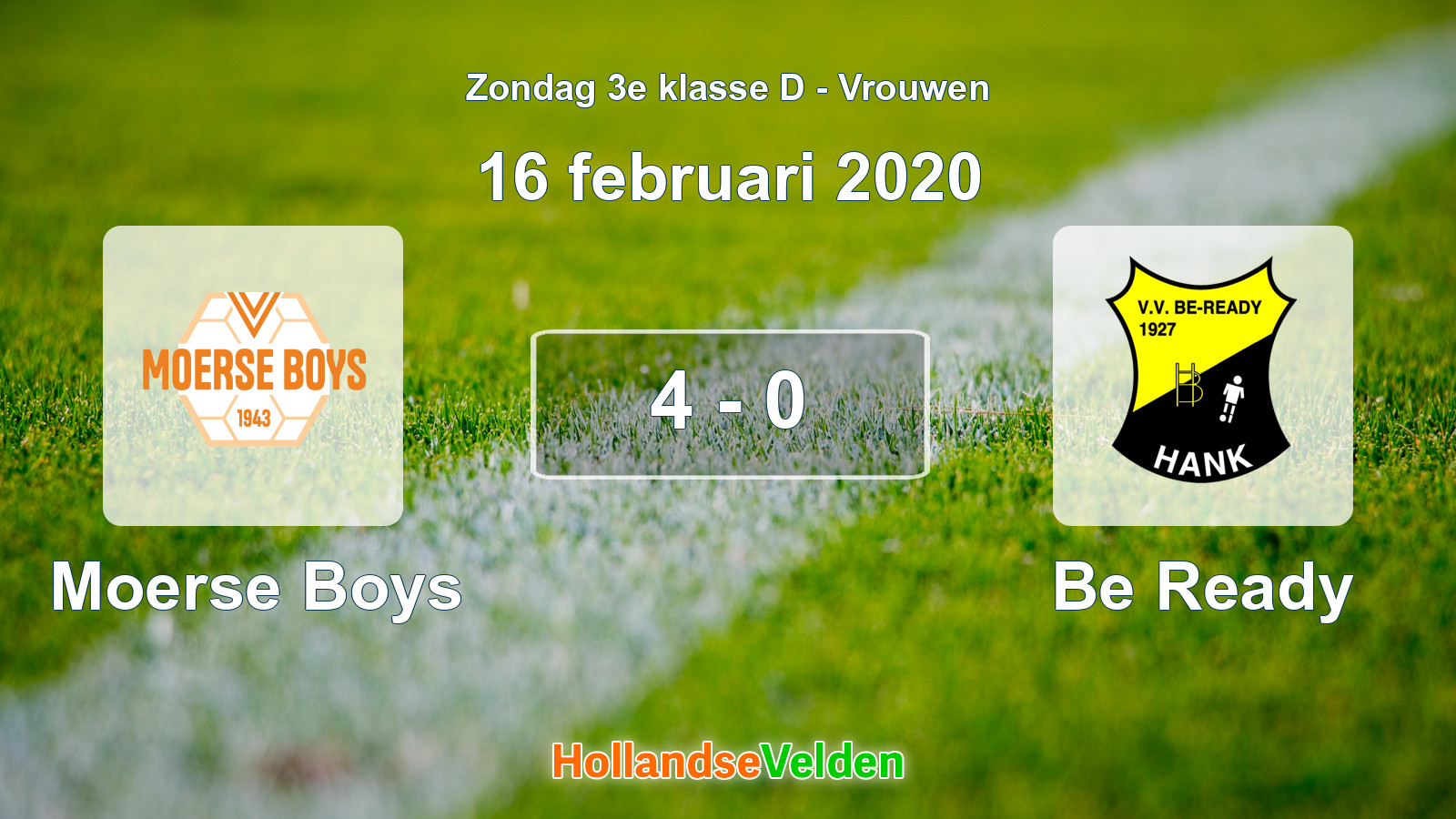 Gespeelde wedstrijd: Moerse Boys - Be Ready 4 - 0 (16 februari 2020)