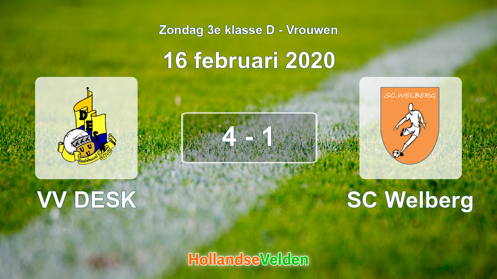 Gespeelde wedstrijd: VV DESK - SC Welberg 4 - 1 (16 februari 2020)
