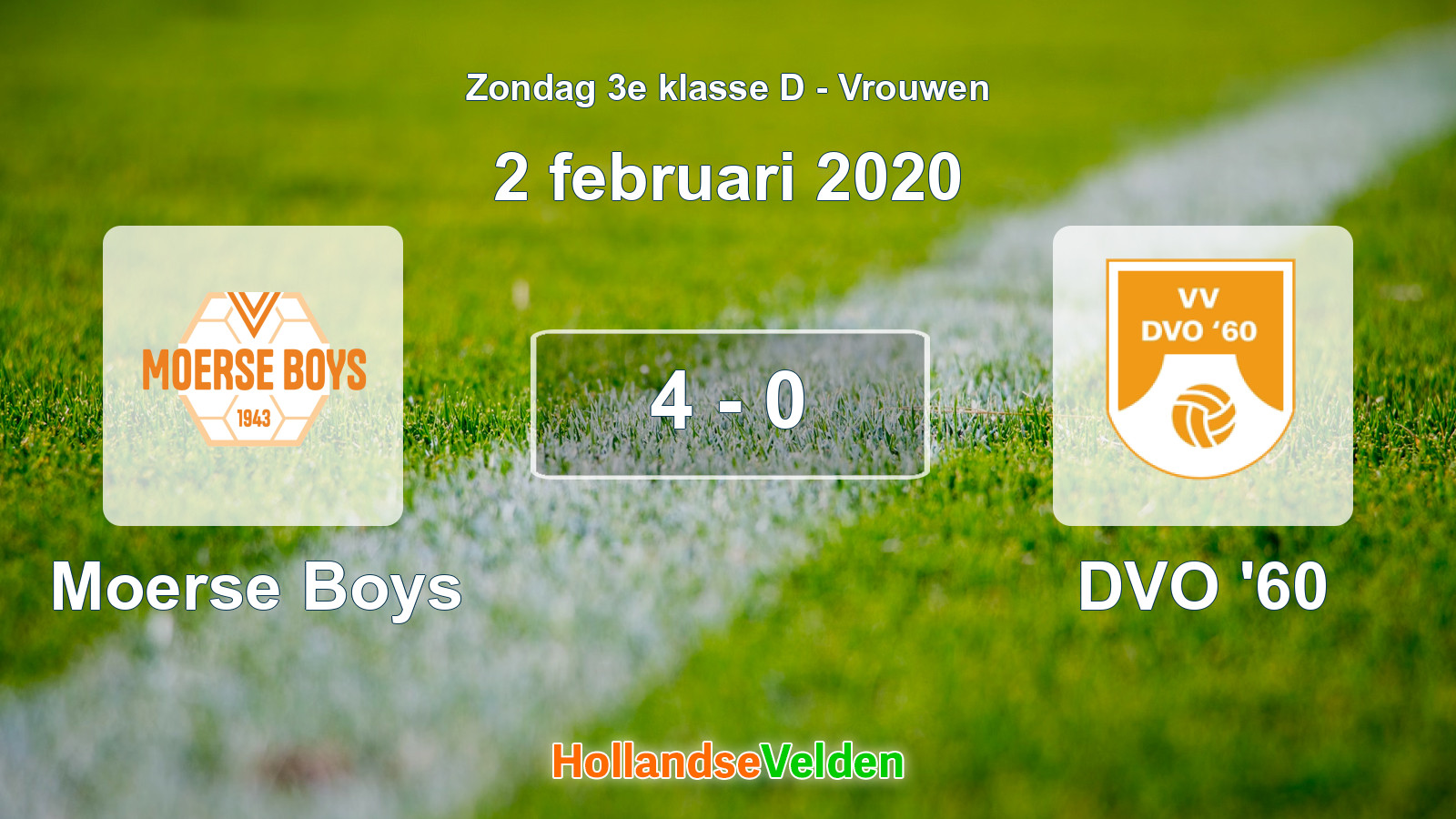 Gespeelde wedstrijd: Moerse Boys - DVO '60 4 - 0 (2 februari 2020)