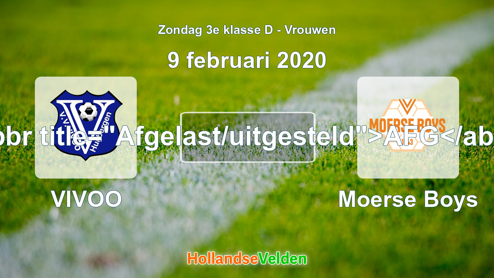 Geplande wedstrijd: VIVOO - Moerse Boys (9 februari 2020)