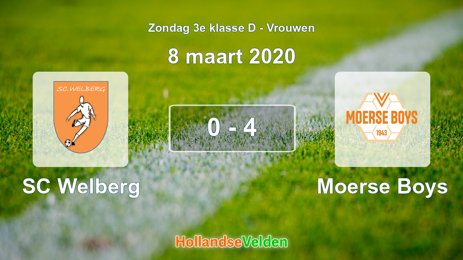 Gespeelde wedstrijd: SC Welberg - Moerse Boys 0 - 4 (8 maart 2020)