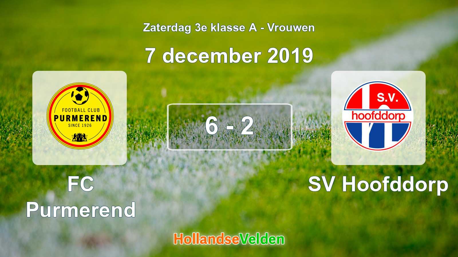 Gespeelde wedstrijd: FC Purmerend - SV Hoofddorp 6 - 2 (7 december 2019)